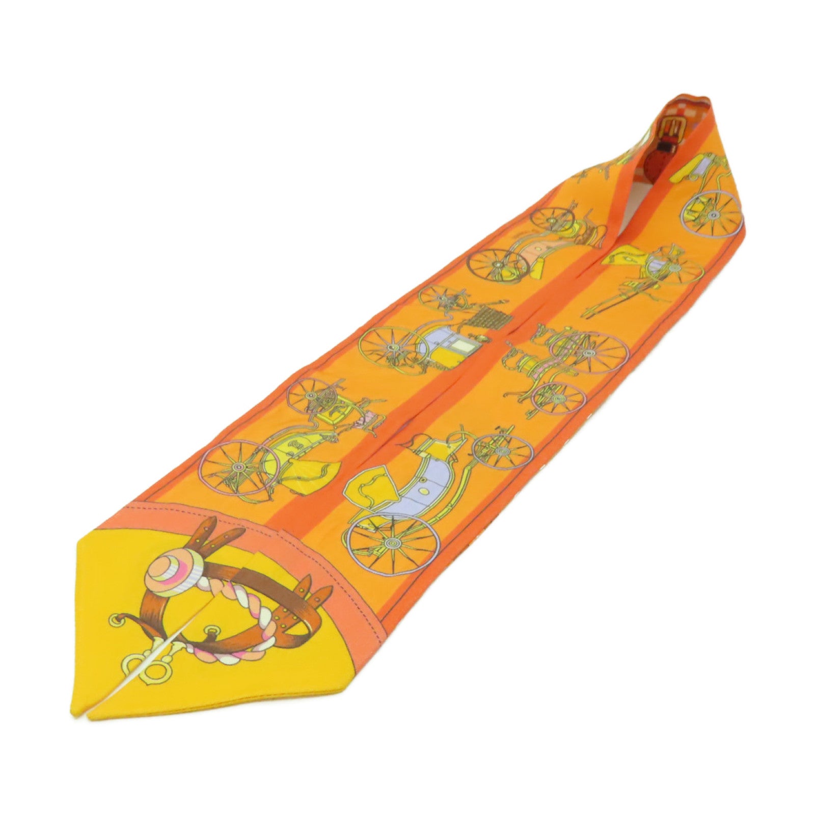 HERMES 絲質Twilly絲巾橙色/彩色