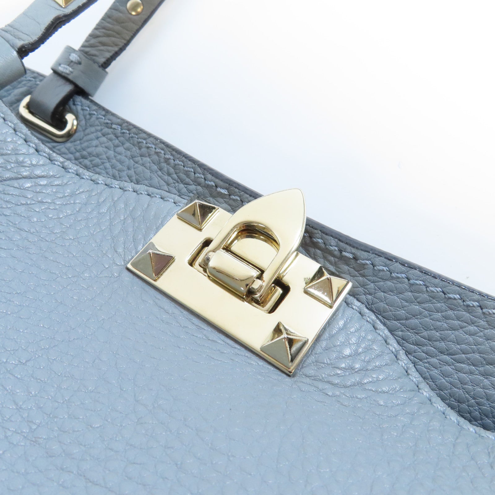 Valentino 牛皮皮革2 Way Shoulder Bag銀扣手挽肩背兩用袋藍色