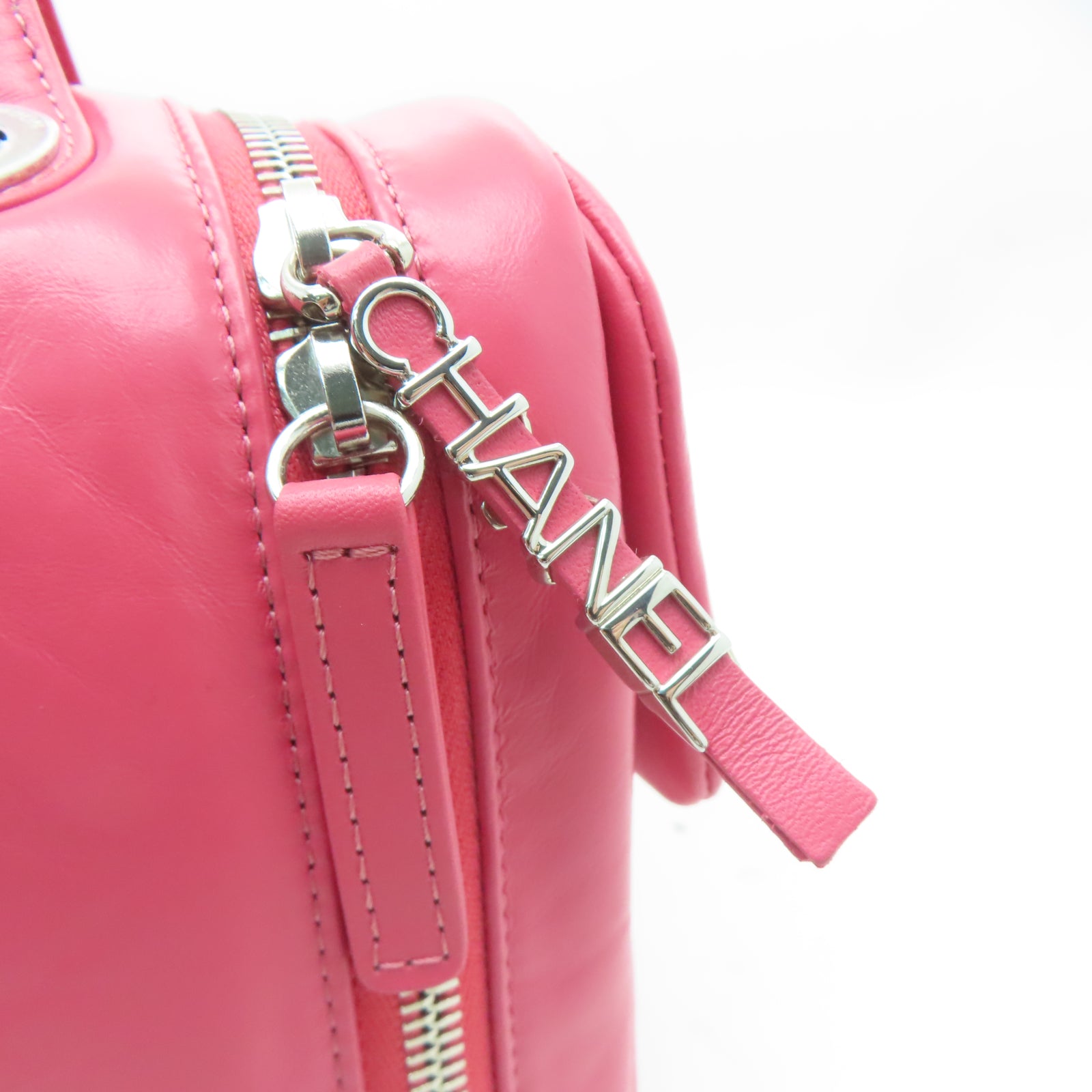 CHANEL 【激減優惠】菱格牛皮皮革Chain Shoulder Bag銀扣手挽肩背兩用袋粉紅色