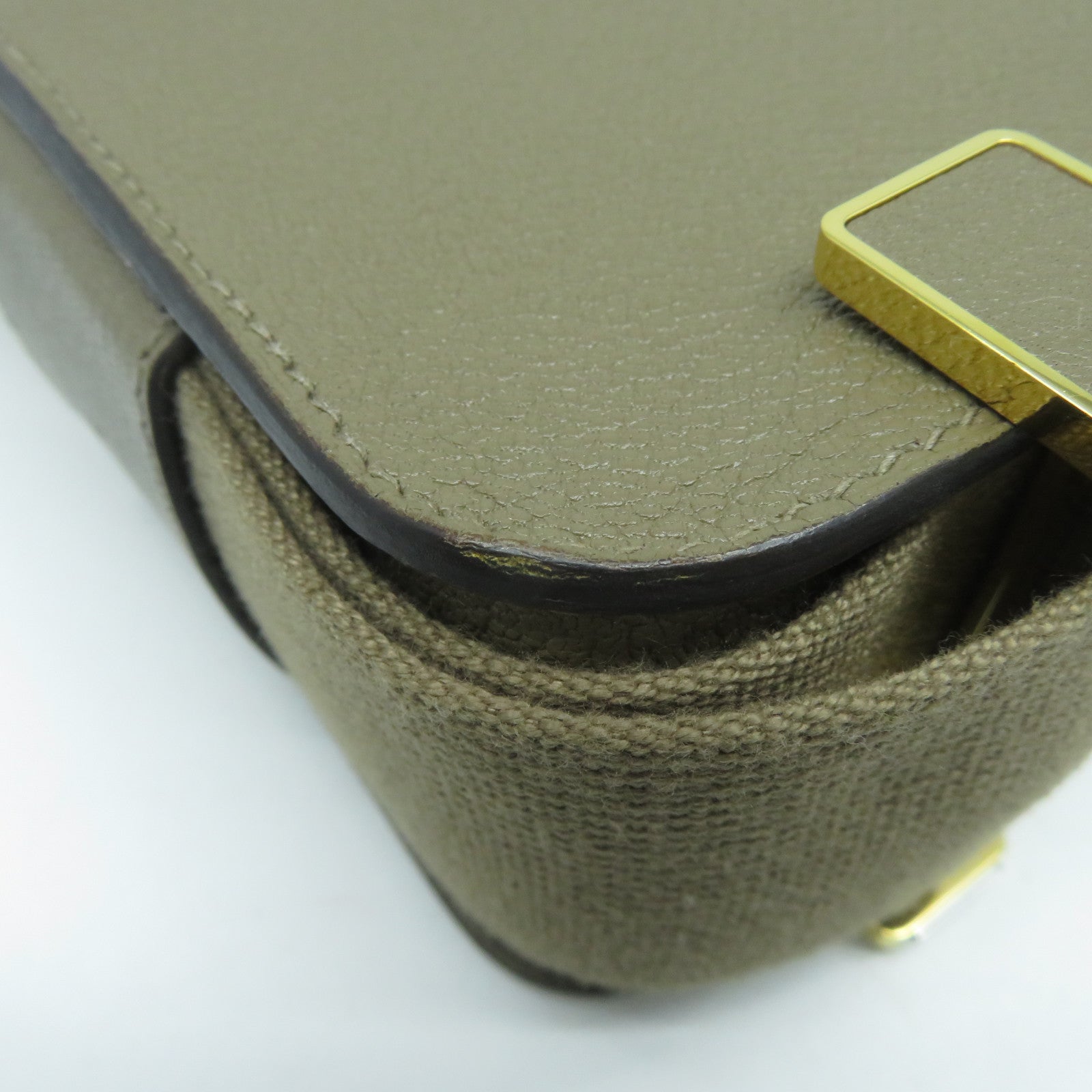 HERMES Chevre皮革Geta金扣肩背袋Etoupe大象灰色