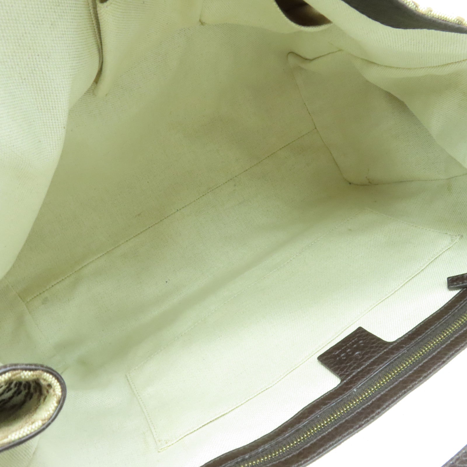 GUCCI Cowhide Leather/Canvas Hand Bag Gold Buckle Hand Bag Brown/Black