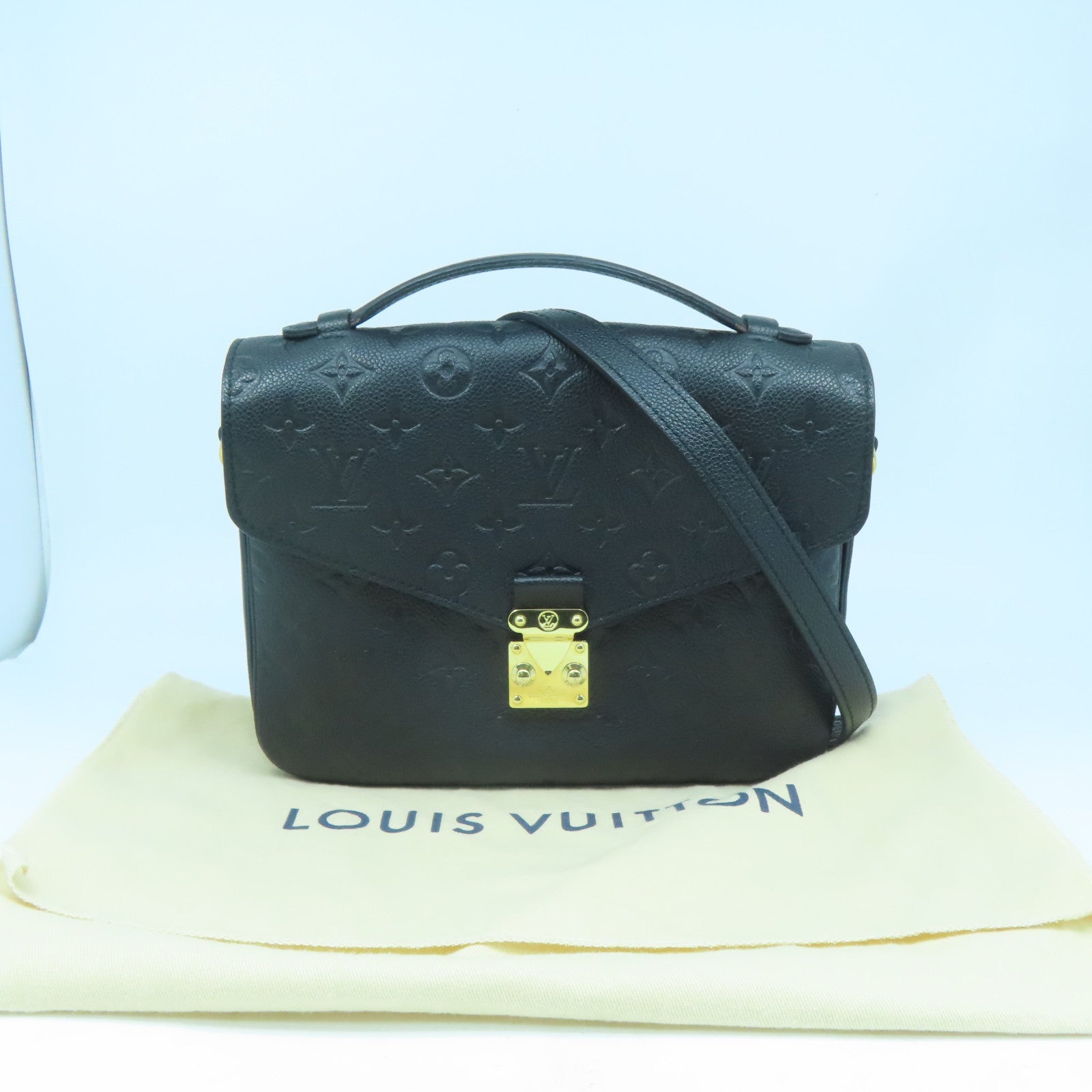 LOUIS VUITTON Monogram Empreinte Pochette Metis金扣手挽肩背兩用袋黑色