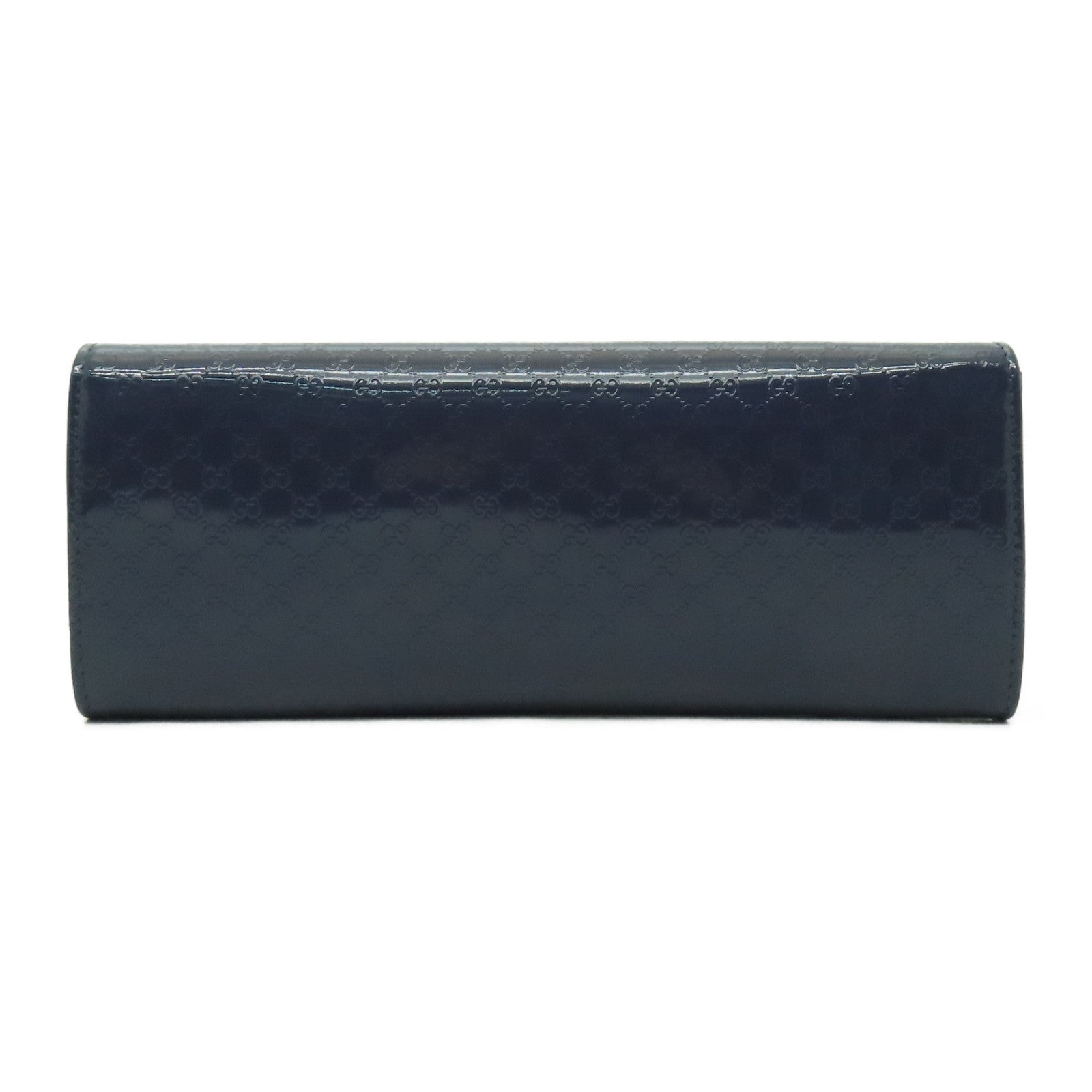 GUCCI 漆皮/壓紋皮革Clutch Bag銀扣手拿包藍色