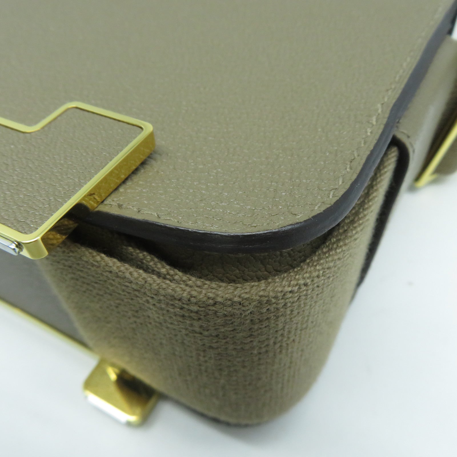 HERMES Chevre皮革Geta金扣肩背袋Etoupe大象灰色