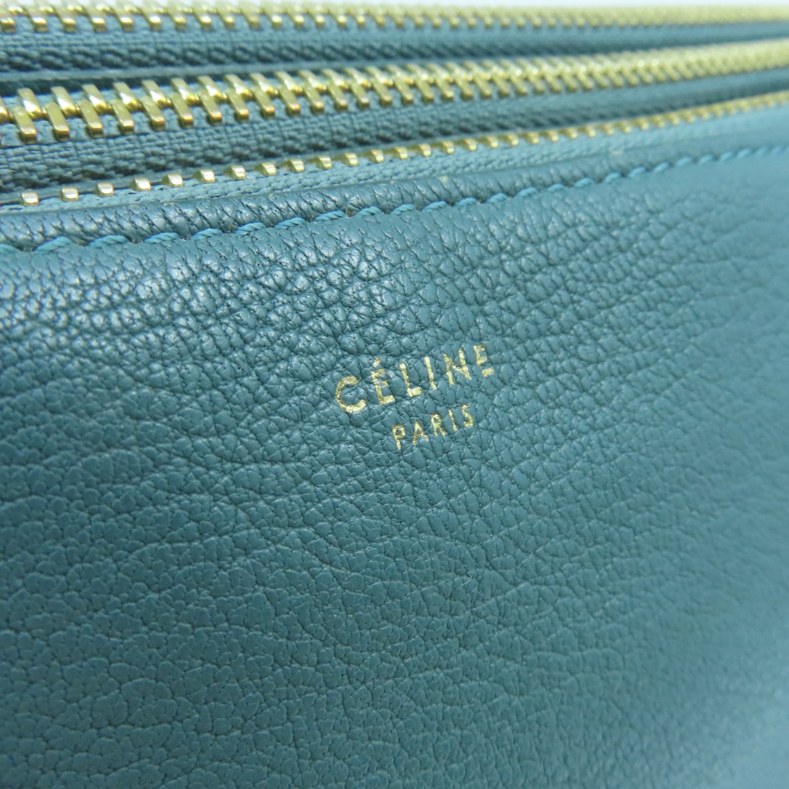 CELINE 牛皮皮革Shoulder Bag金扣肩背袋綠色