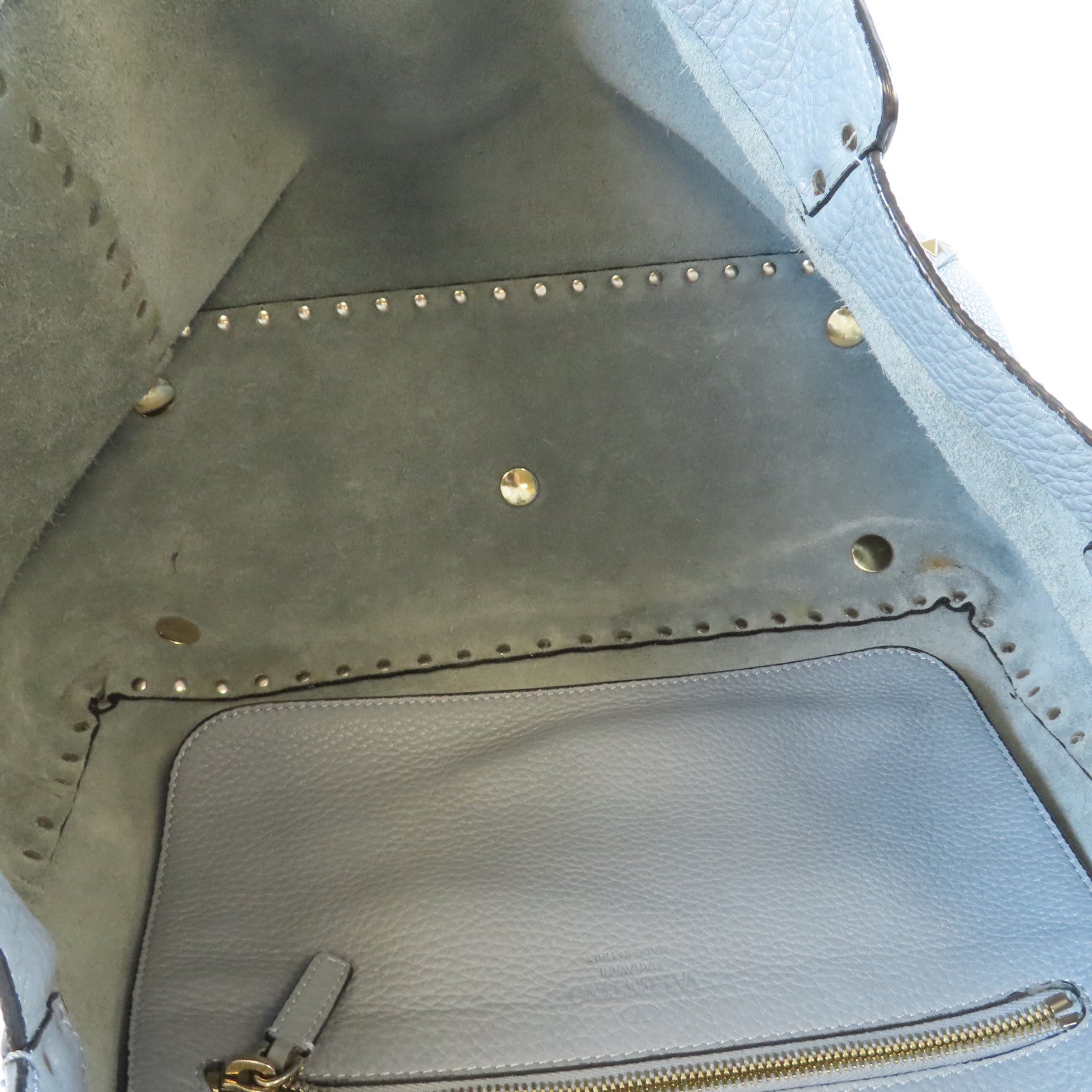 Valentino 牛皮皮革2 Way Shoulder Bag銀扣手挽肩背兩用袋藍色