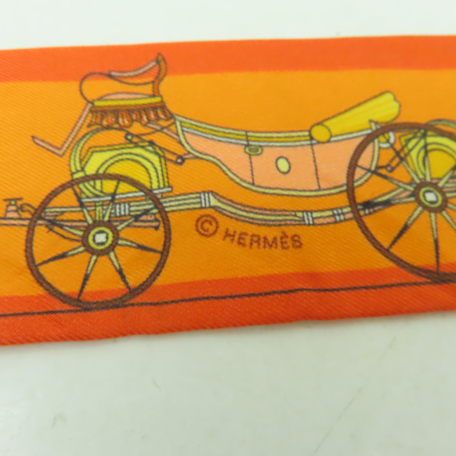 HERMES 絲質Twilly絲巾橙色/彩色