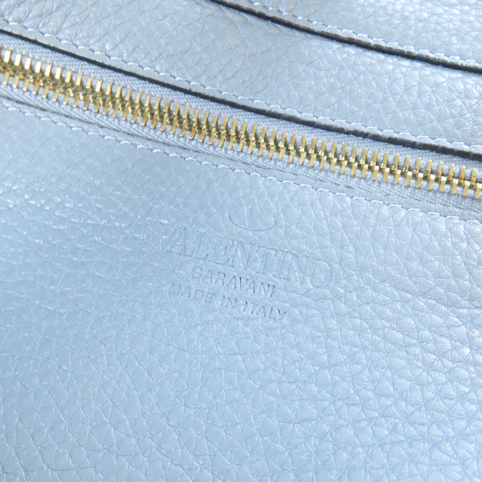 Valentino 牛皮皮革2 Way Shoulder Bag銀扣手挽肩背兩用袋藍色