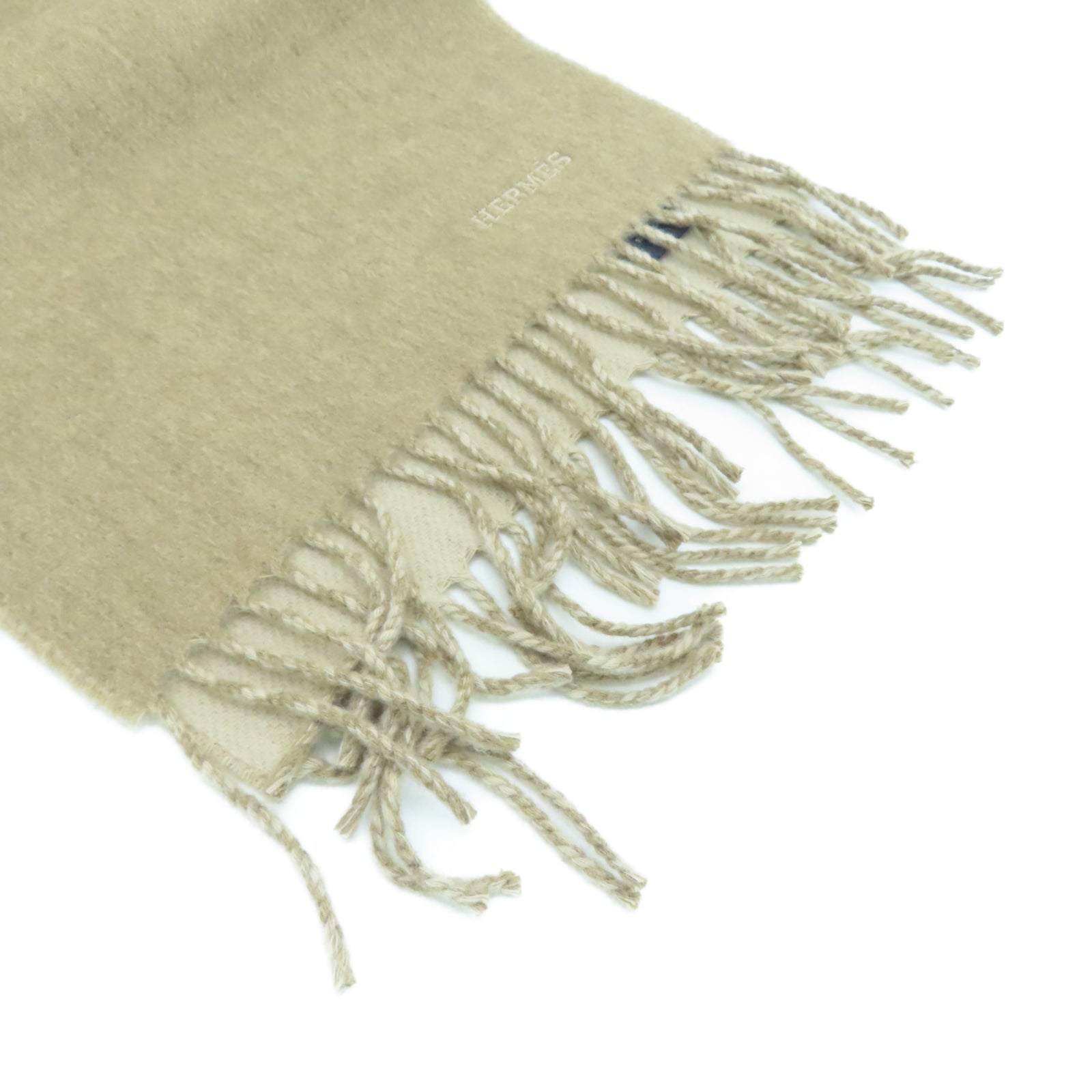 HERMES 羊絨Scarf圍巾米色
