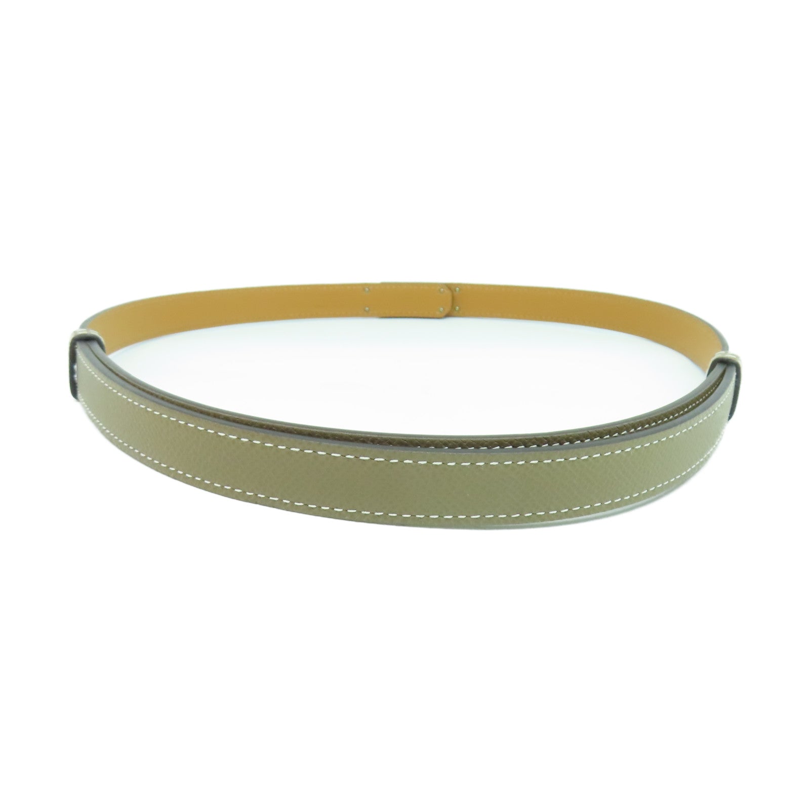 HERMES Epsom皮革Kelly Belt金扣皮帶灰色