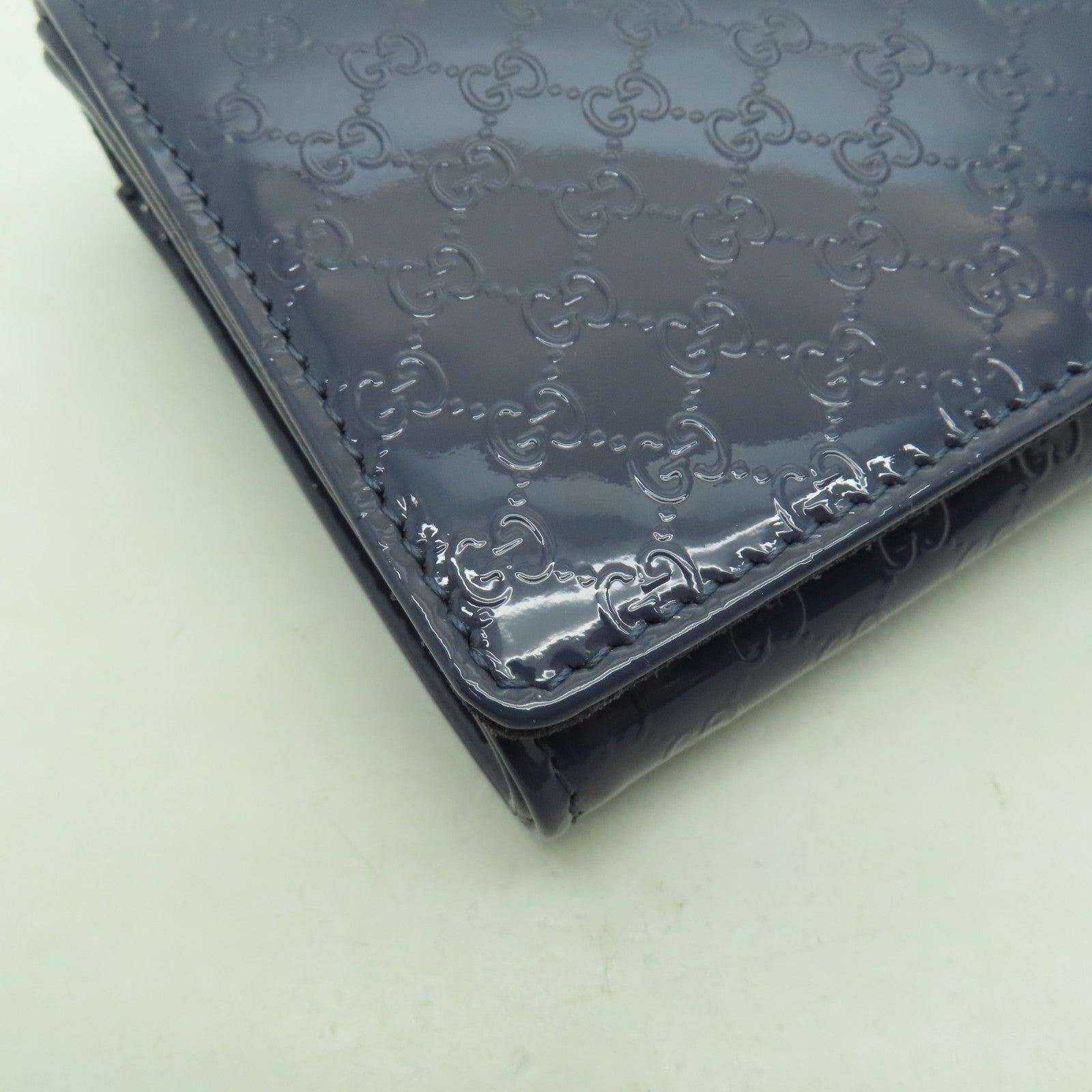 GUCCI 漆皮/壓紋皮革Clutch Bag銀扣手拿包藍色