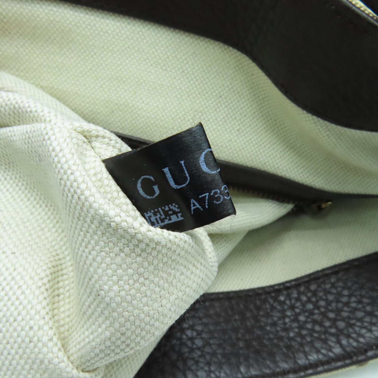GUCCI Cowhide Leather/Canvas Hand Bag Gold Buckle Hand Bag Brown/Black