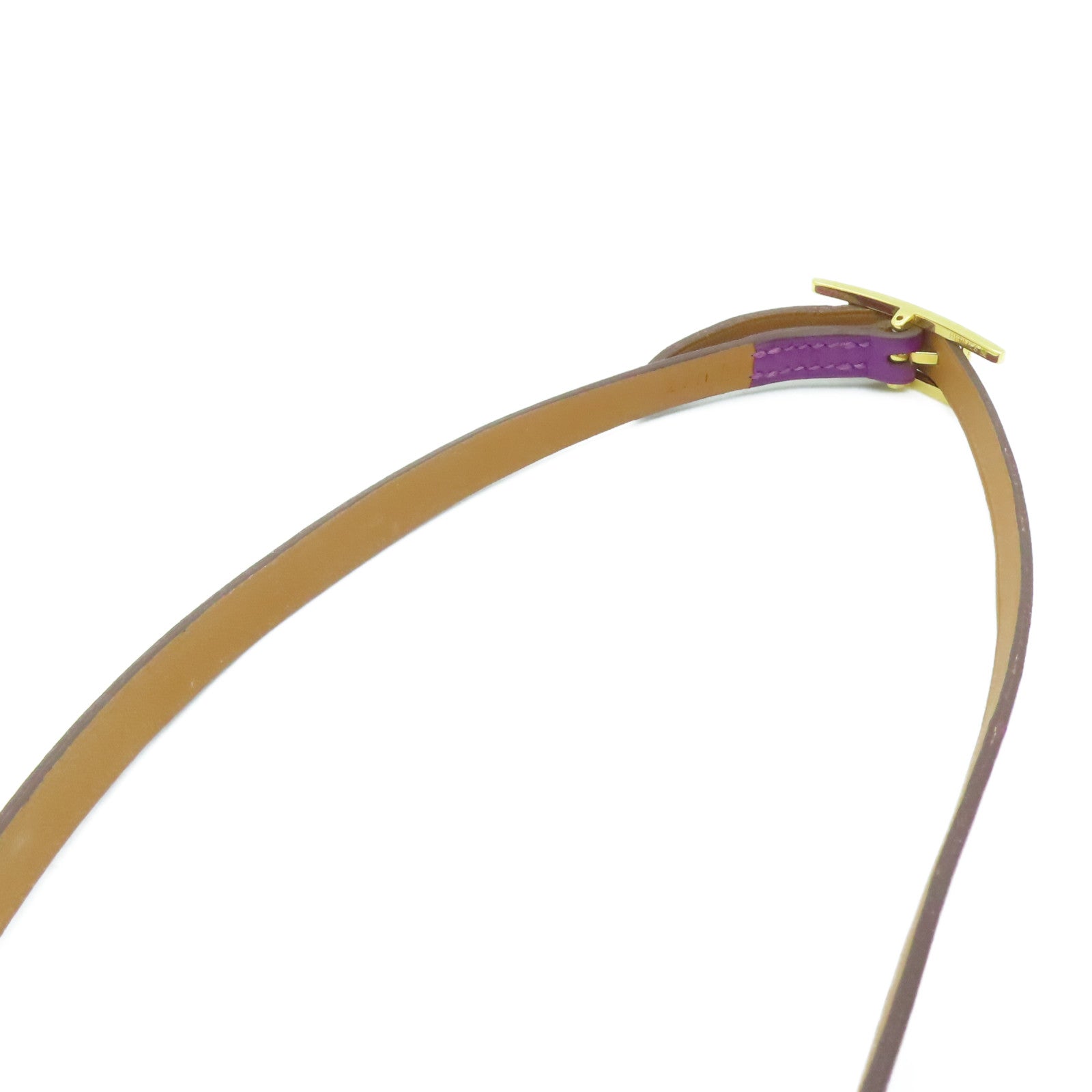 HERMES Swift皮革Double Tour金扣手链紫色