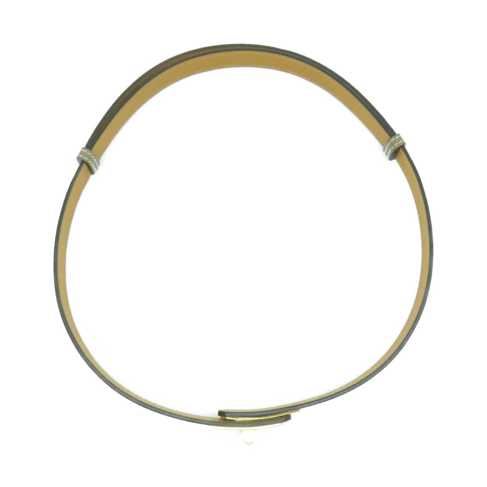 HERMES Epsom皮革Kelly Belt金扣皮帶灰色