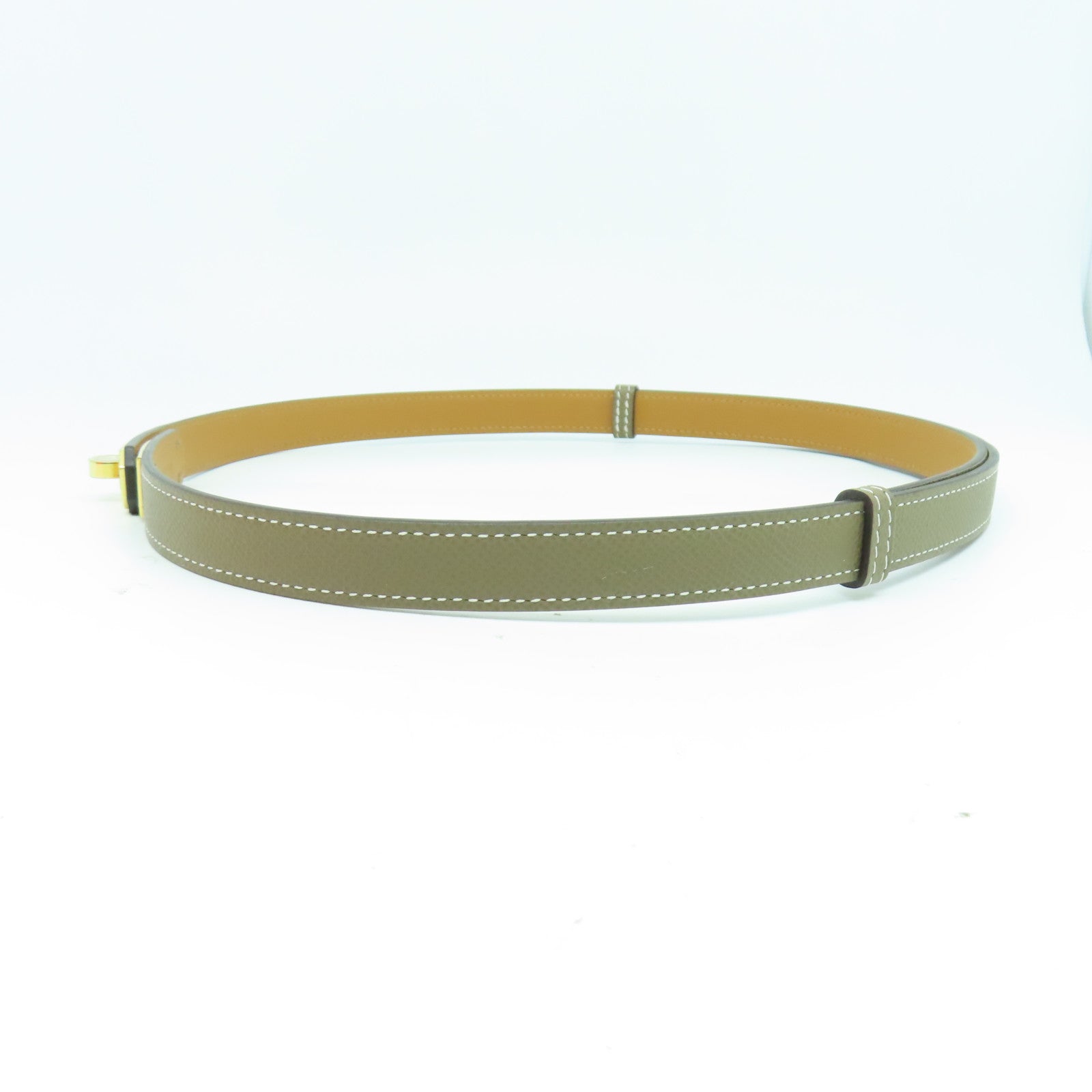 HERMES Epsom皮革Kelly Belt金扣皮帶灰色