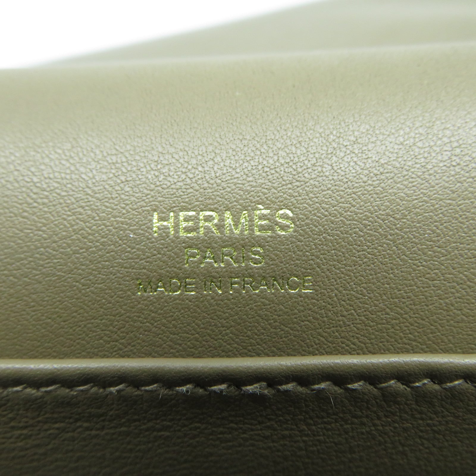HERMES Chevre皮革Geta金扣肩背袋Etoupe大象灰色