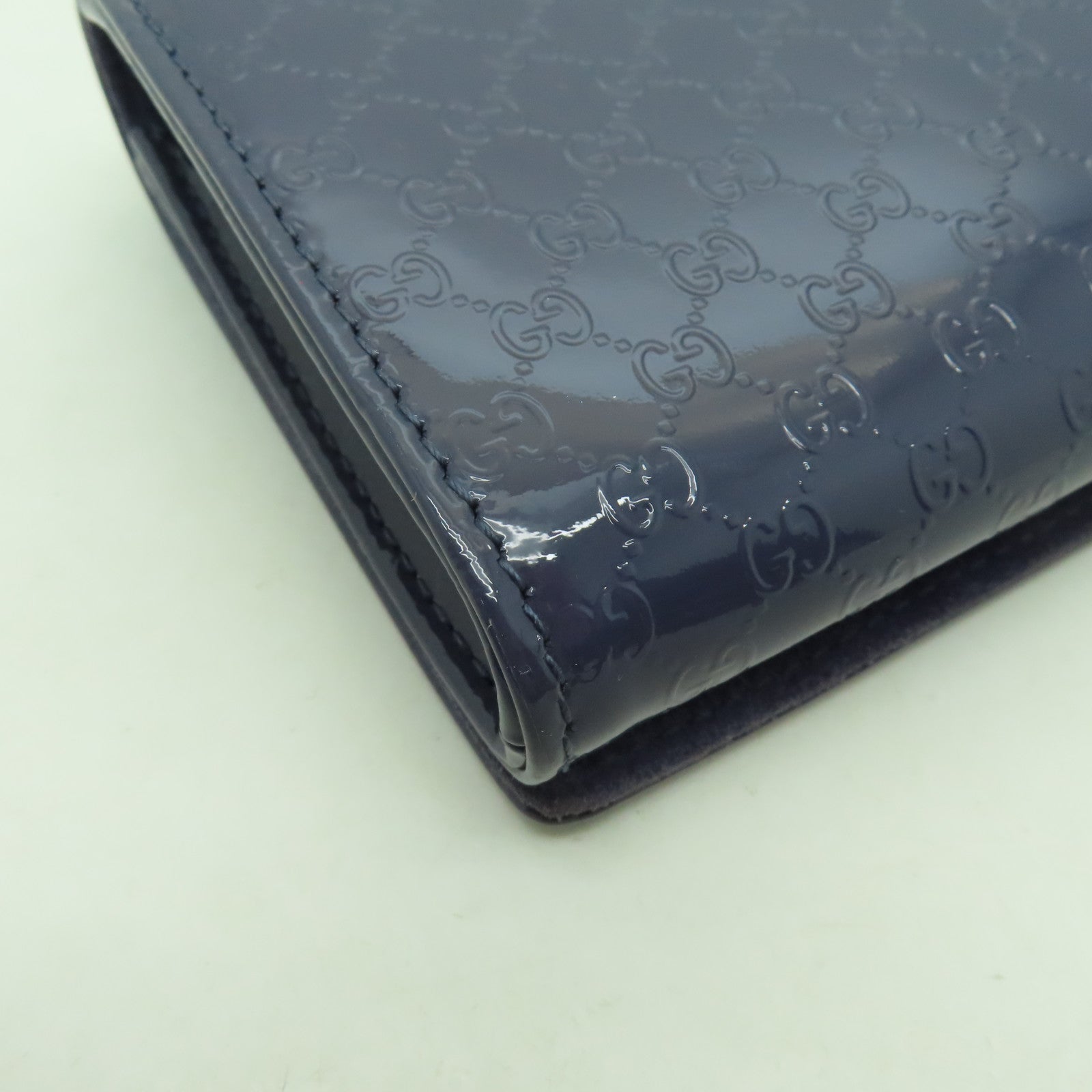 GUCCI 漆皮/壓紋皮革Clutch Bag銀扣手拿包藍色