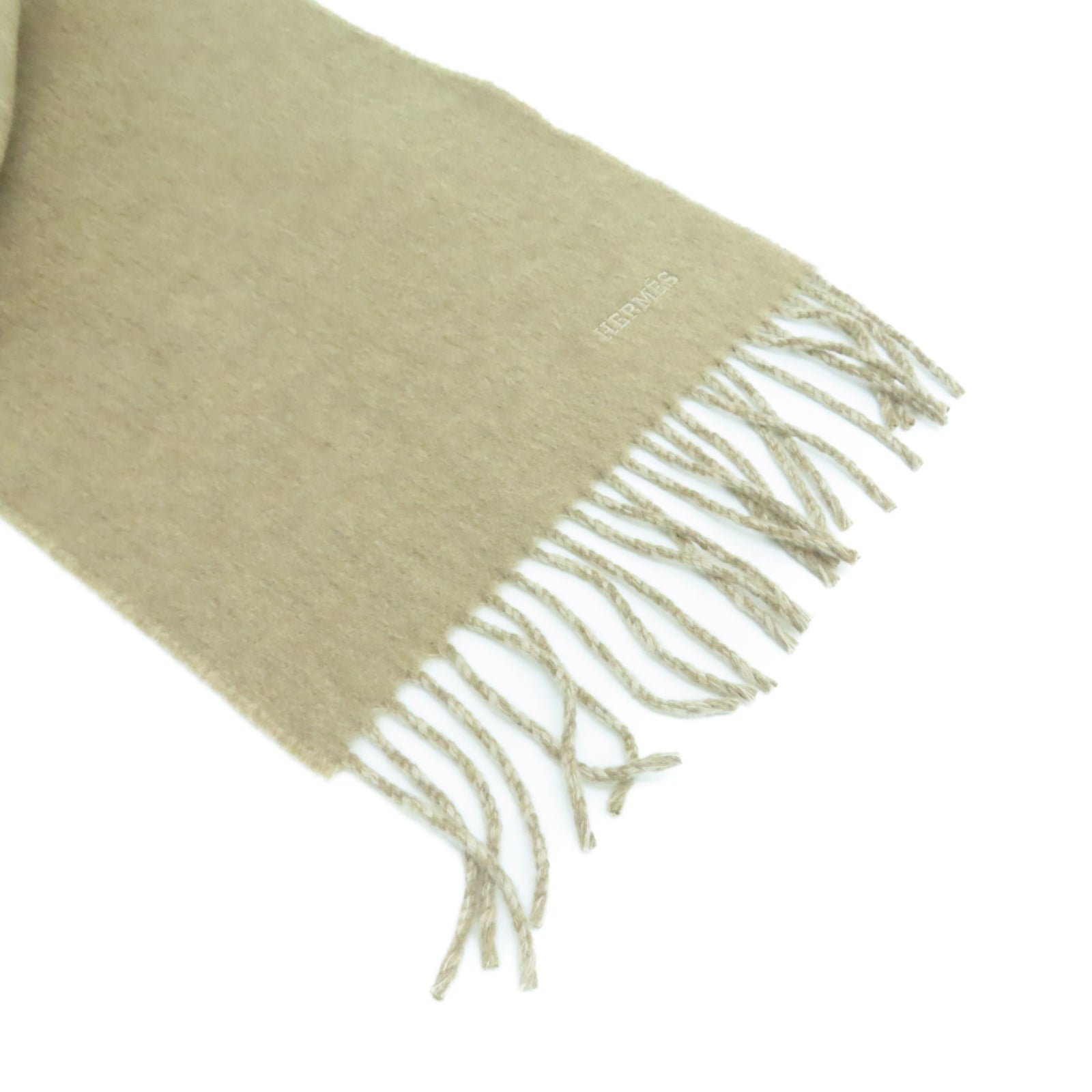 HERMES 羊絨Scarf圍巾米色