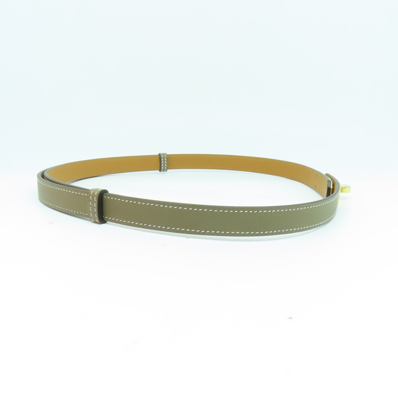 HERMES Epsom皮革Kelly Belt金扣皮帶灰色