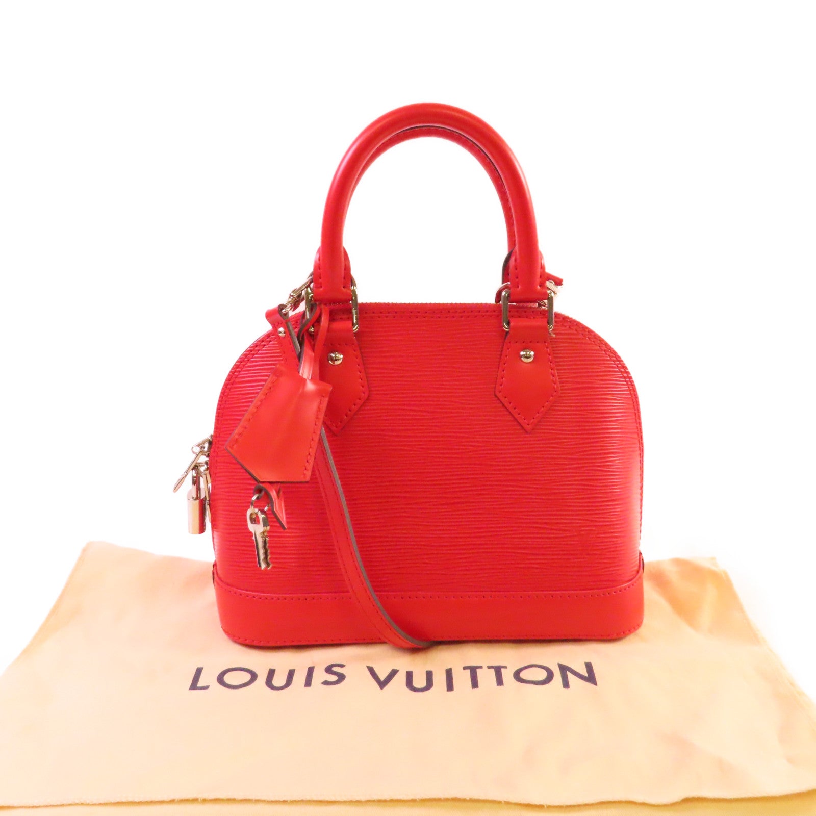 LOUIS VUITTON Epi Alma BB 2Way Shoulder Bag銀扣手挽肩背兩用袋紅色