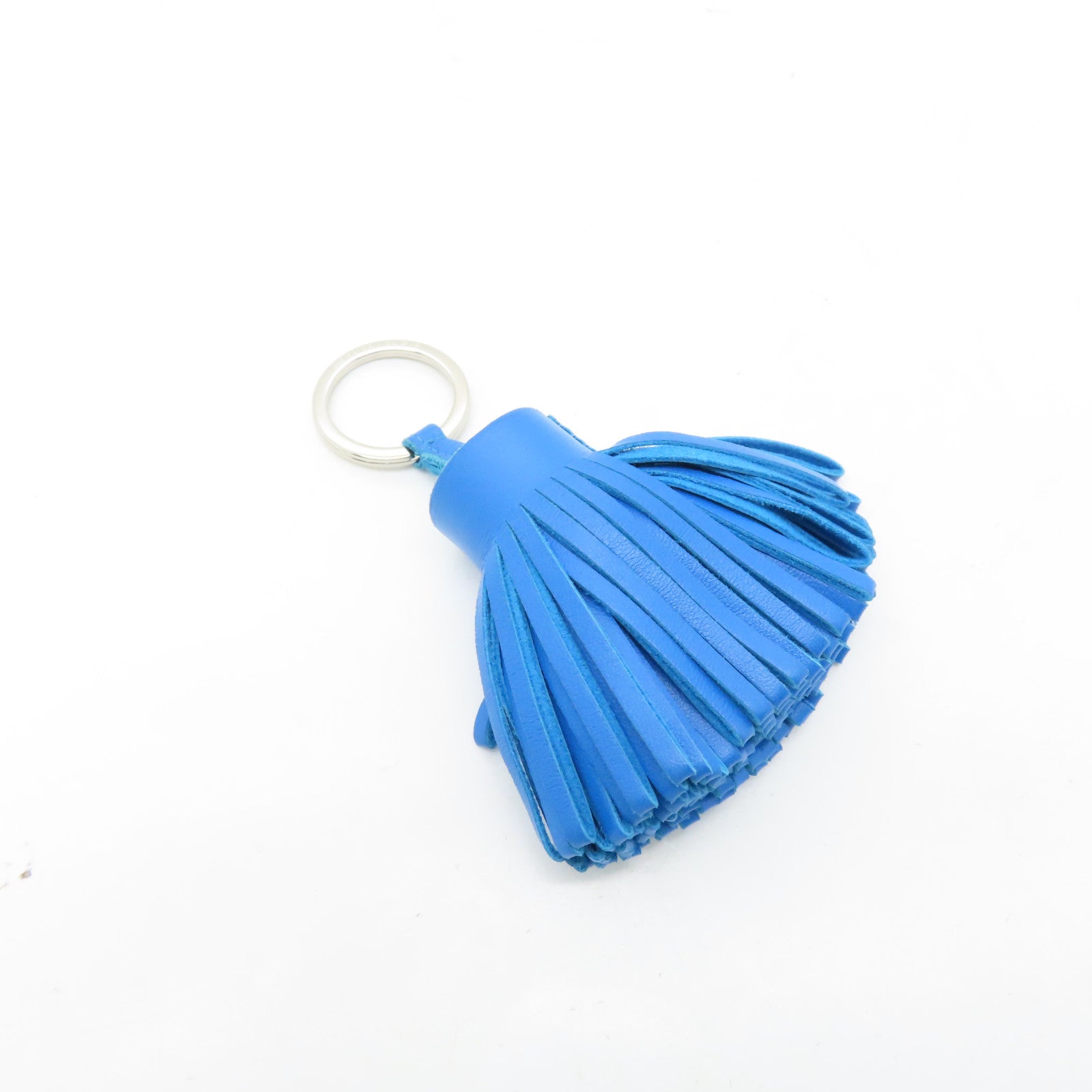 HERMES Veau Swift Leather Carmen Silver Buckle Charm Blue
