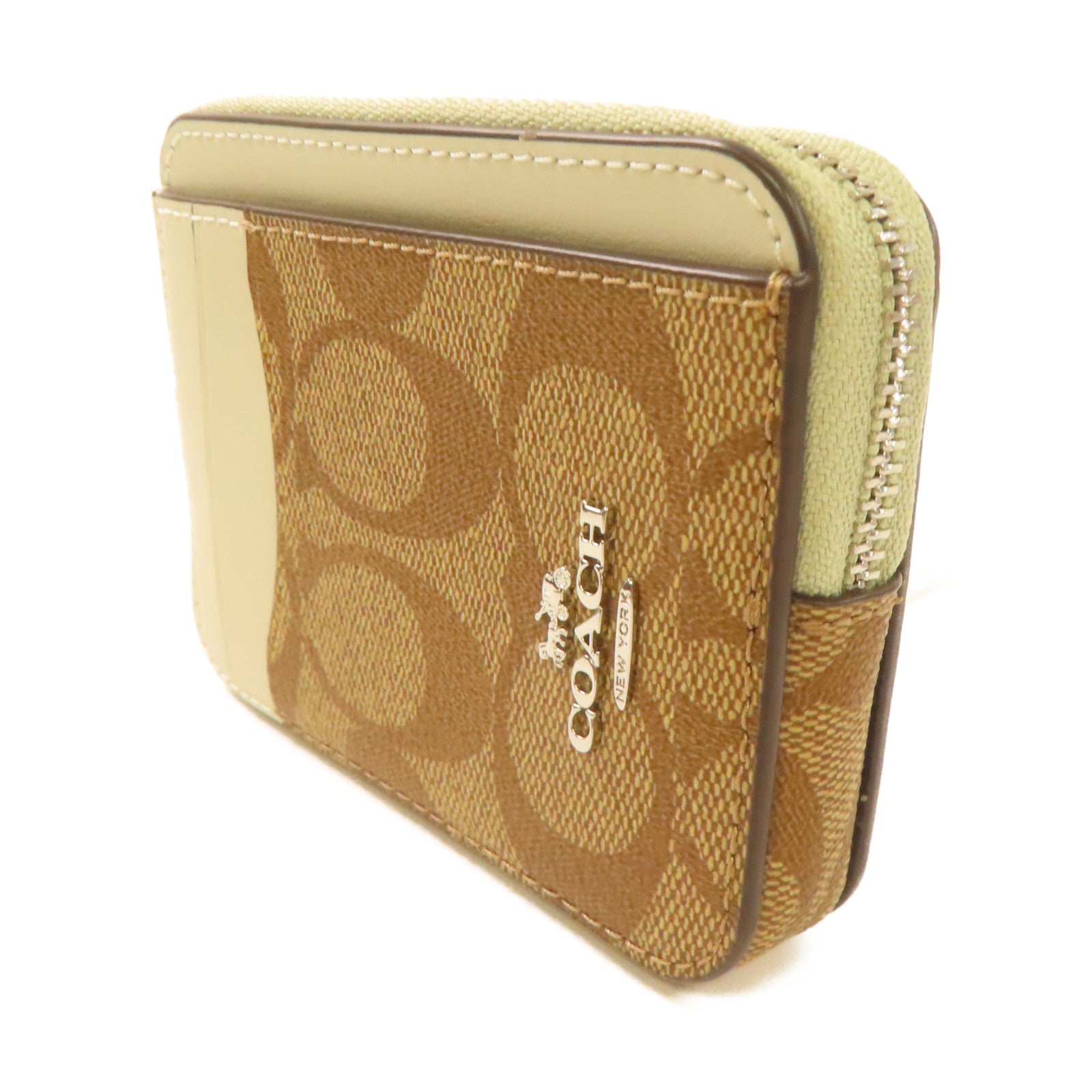 COACH 塗層帆布Card Case卡片套啡色/米白色