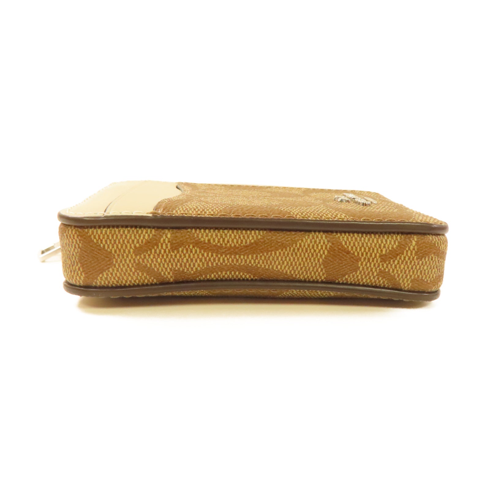 COACH 塗層帆布Card Case卡片套啡色/米白色