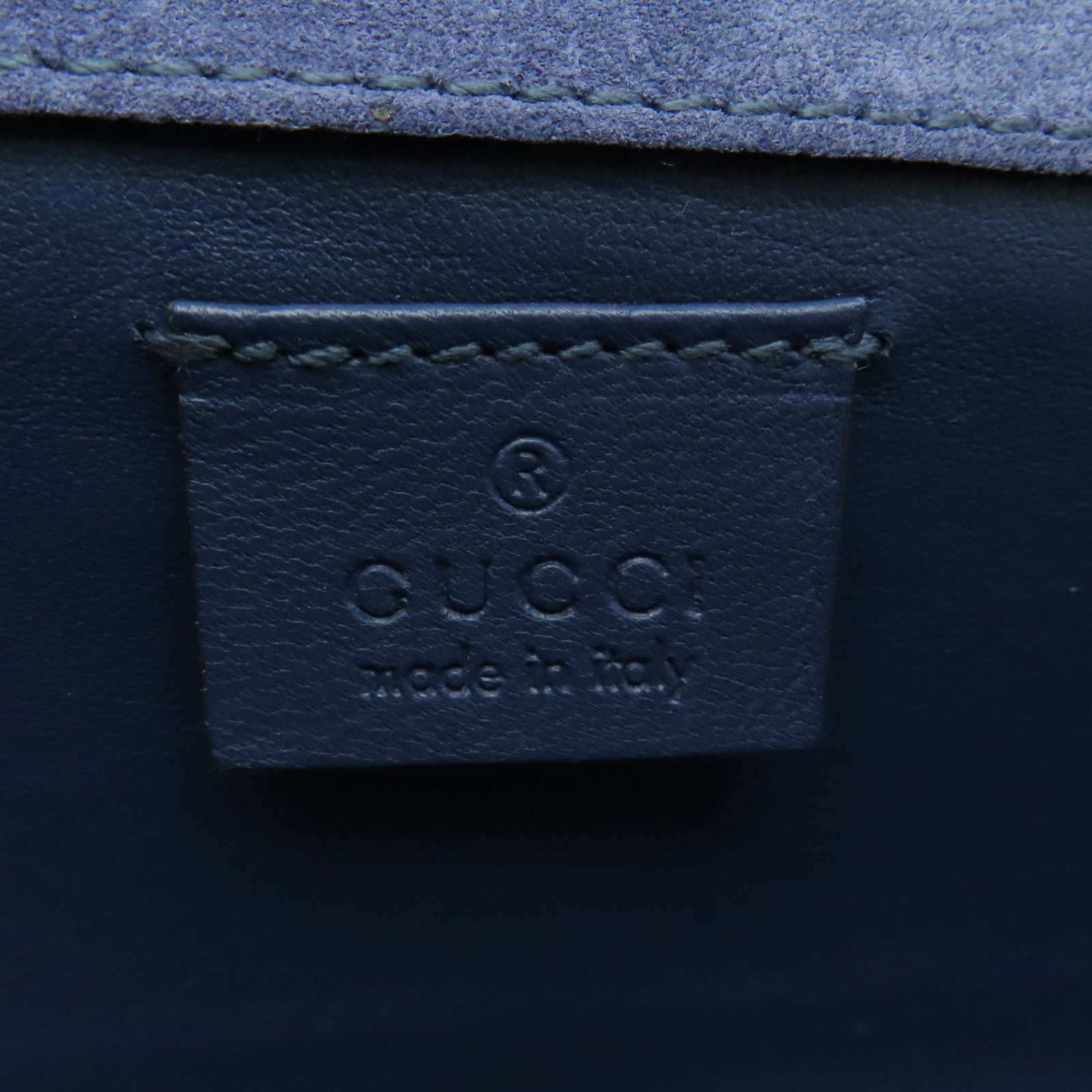 GUCCI 漆皮/壓紋皮革Clutch Bag銀扣手拿包藍色