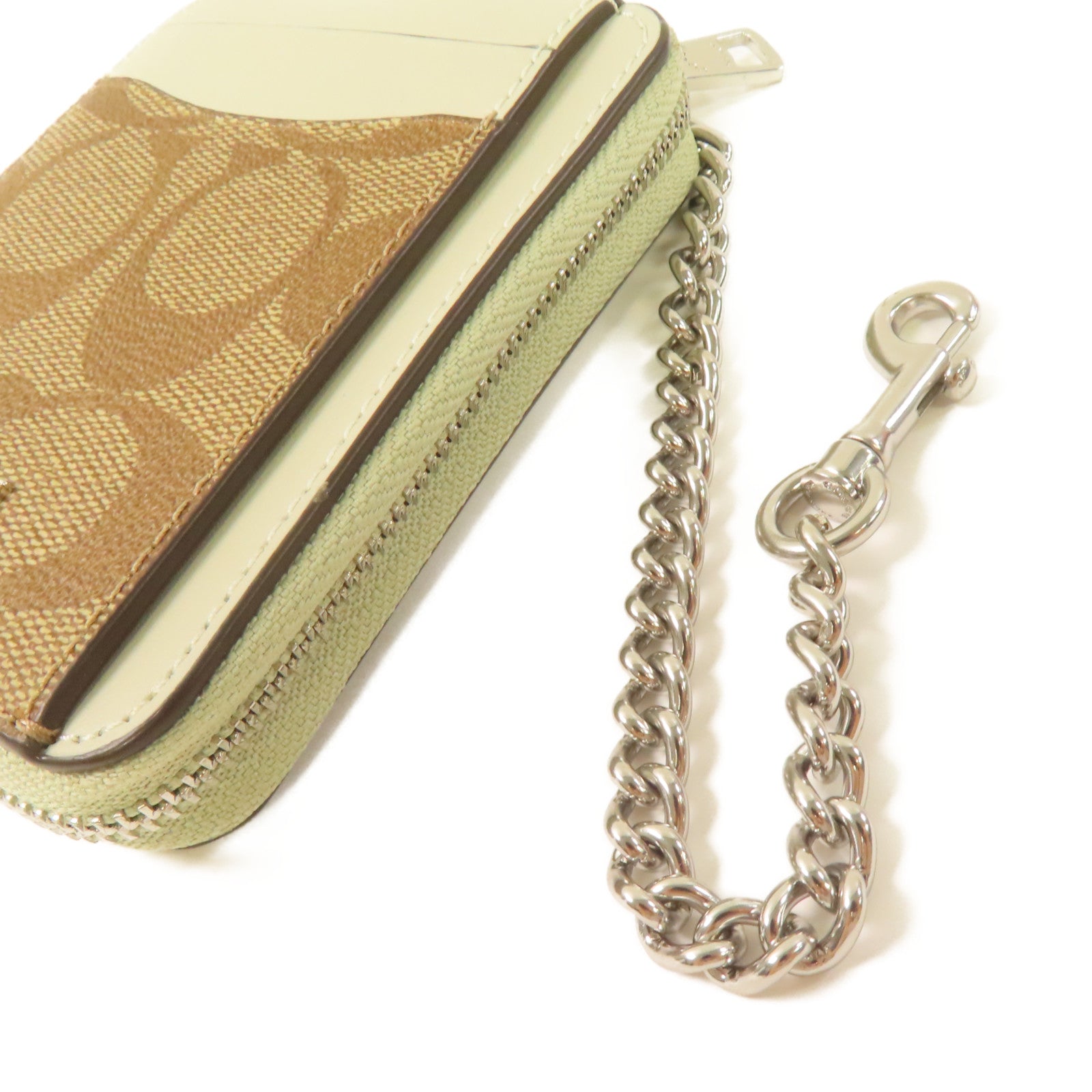 COACH 塗層帆布Card Case卡片套啡色/米白色