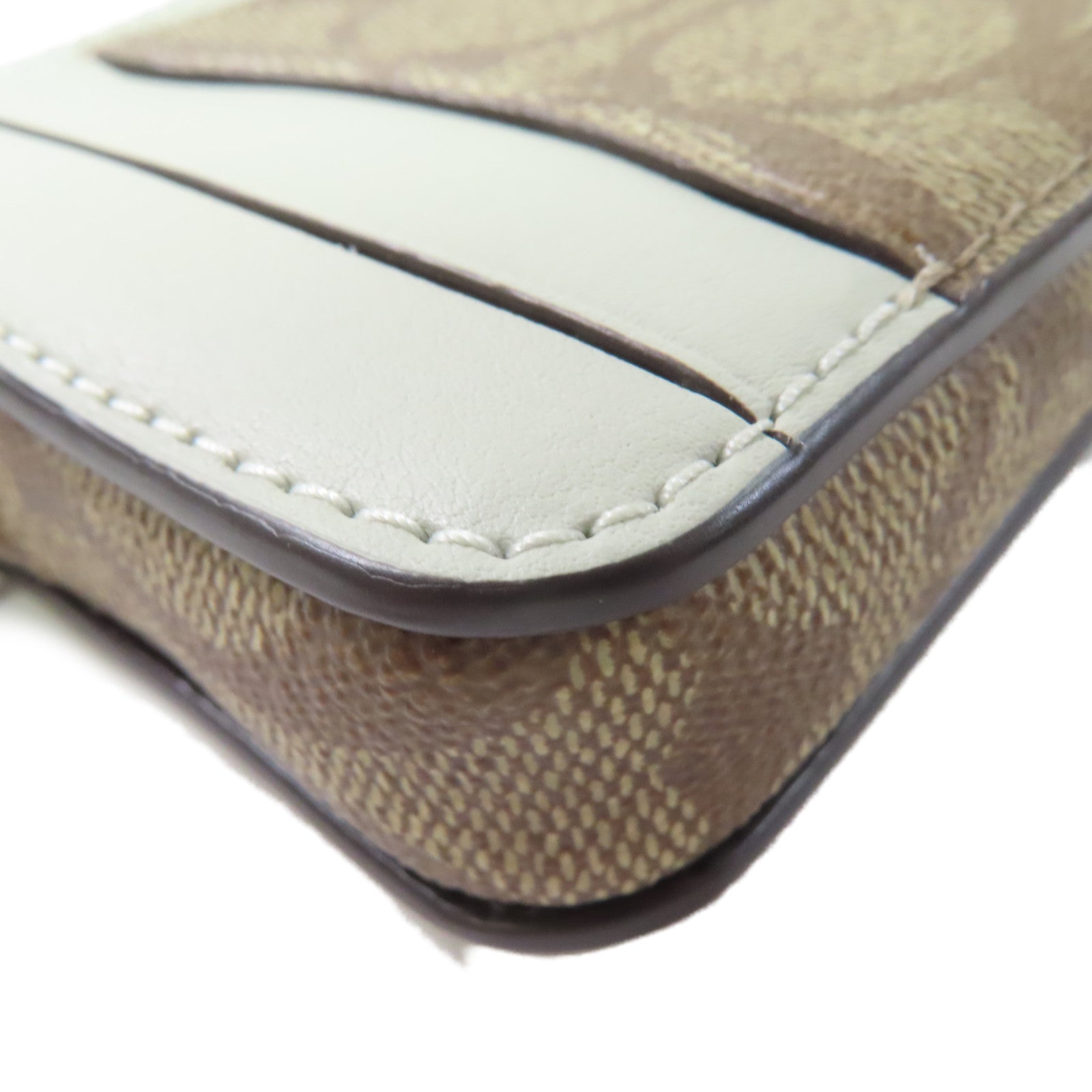 COACH 塗層帆布Card Case卡片套啡色/米白色