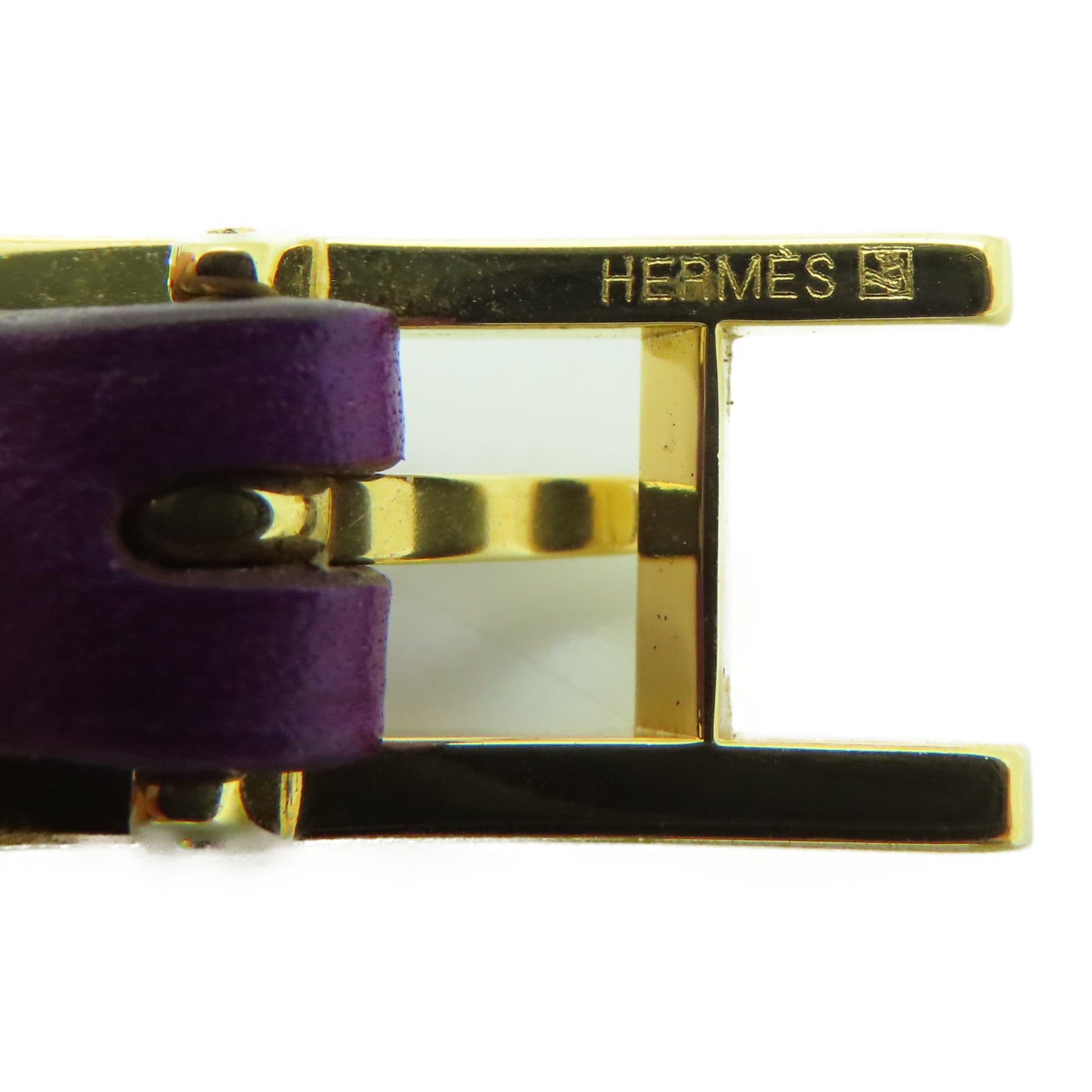 HERMES Swift皮革Double Tour金扣手链紫色