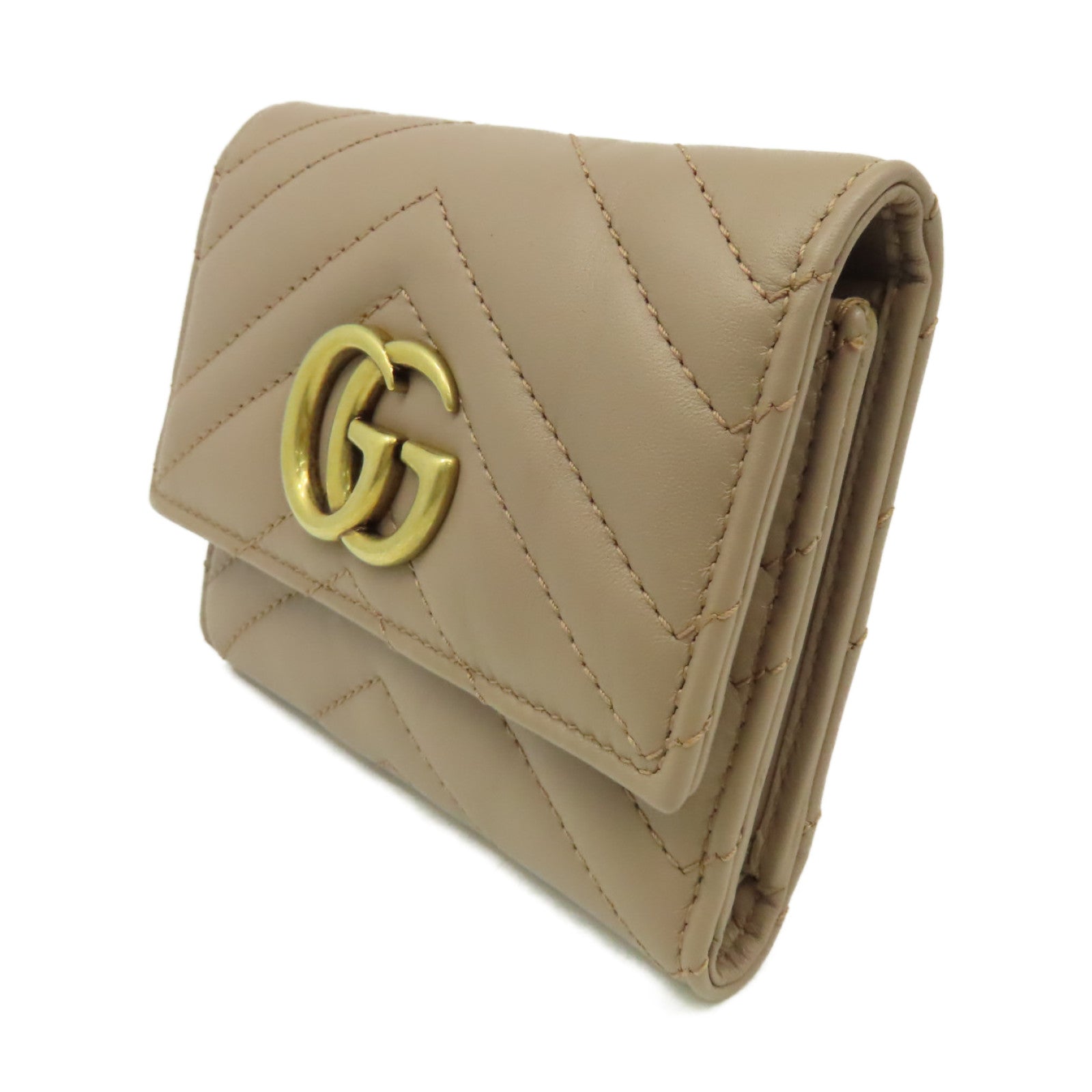 GUCCI 牛皮皮革GG Marmont Short Wallet短錢包啡色