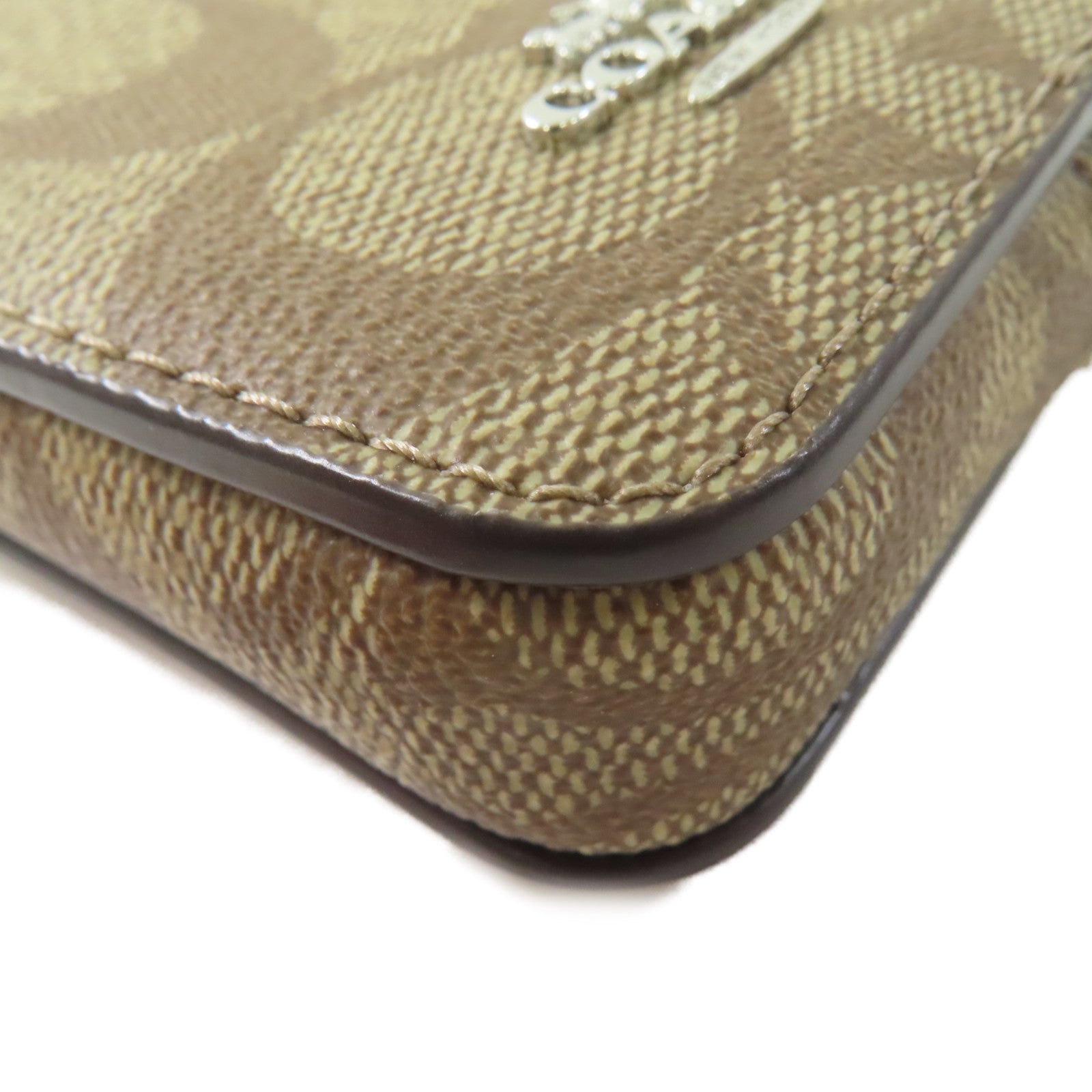 COACH 塗層帆布Card Case卡片套啡色/米白色