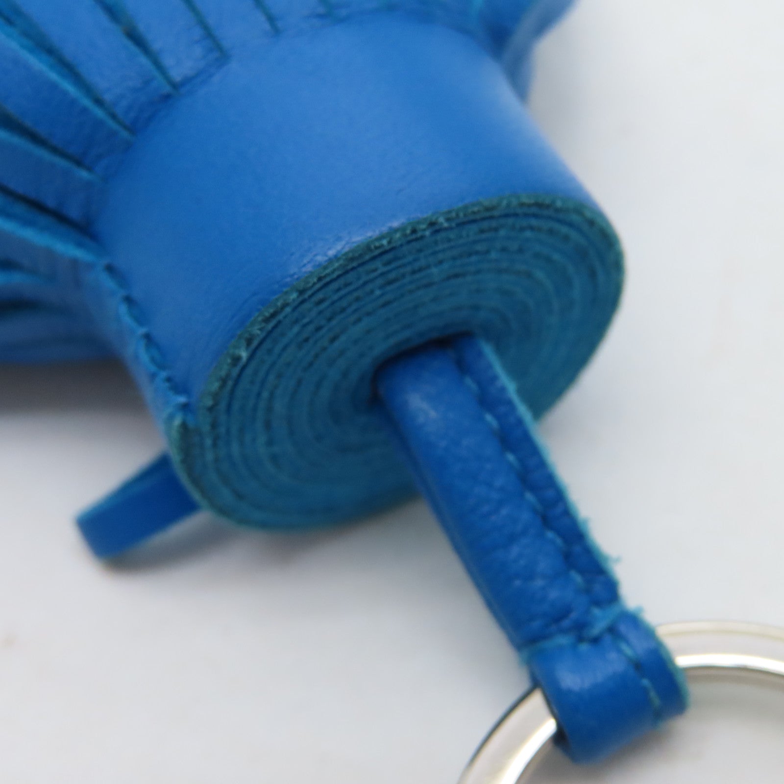 HERMES Veau Swift Leather Carmen Silver Buckle Charm Blue