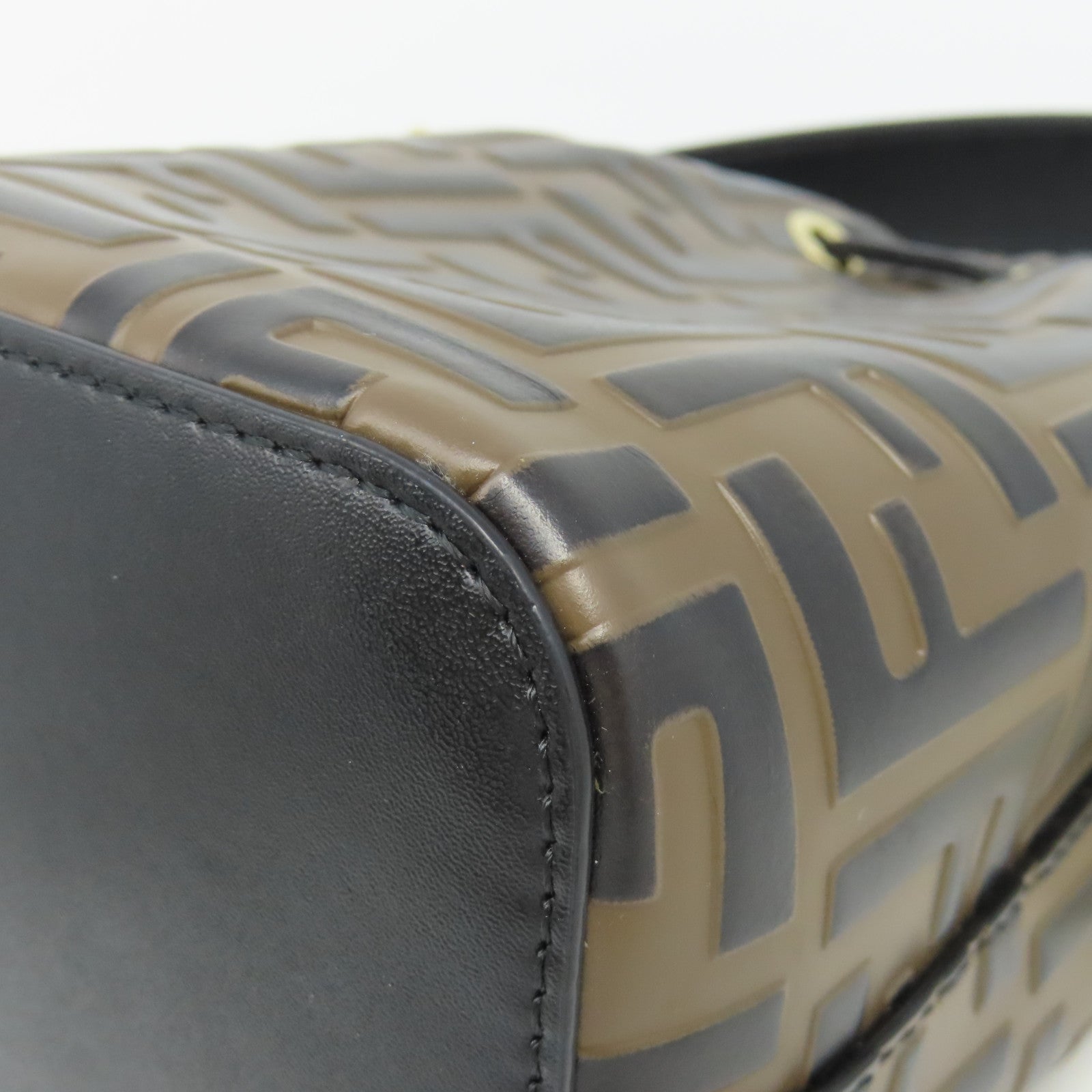 FENDI 牛皮皮革Mon Tresor金扣手挽肩背兩用袋啡色