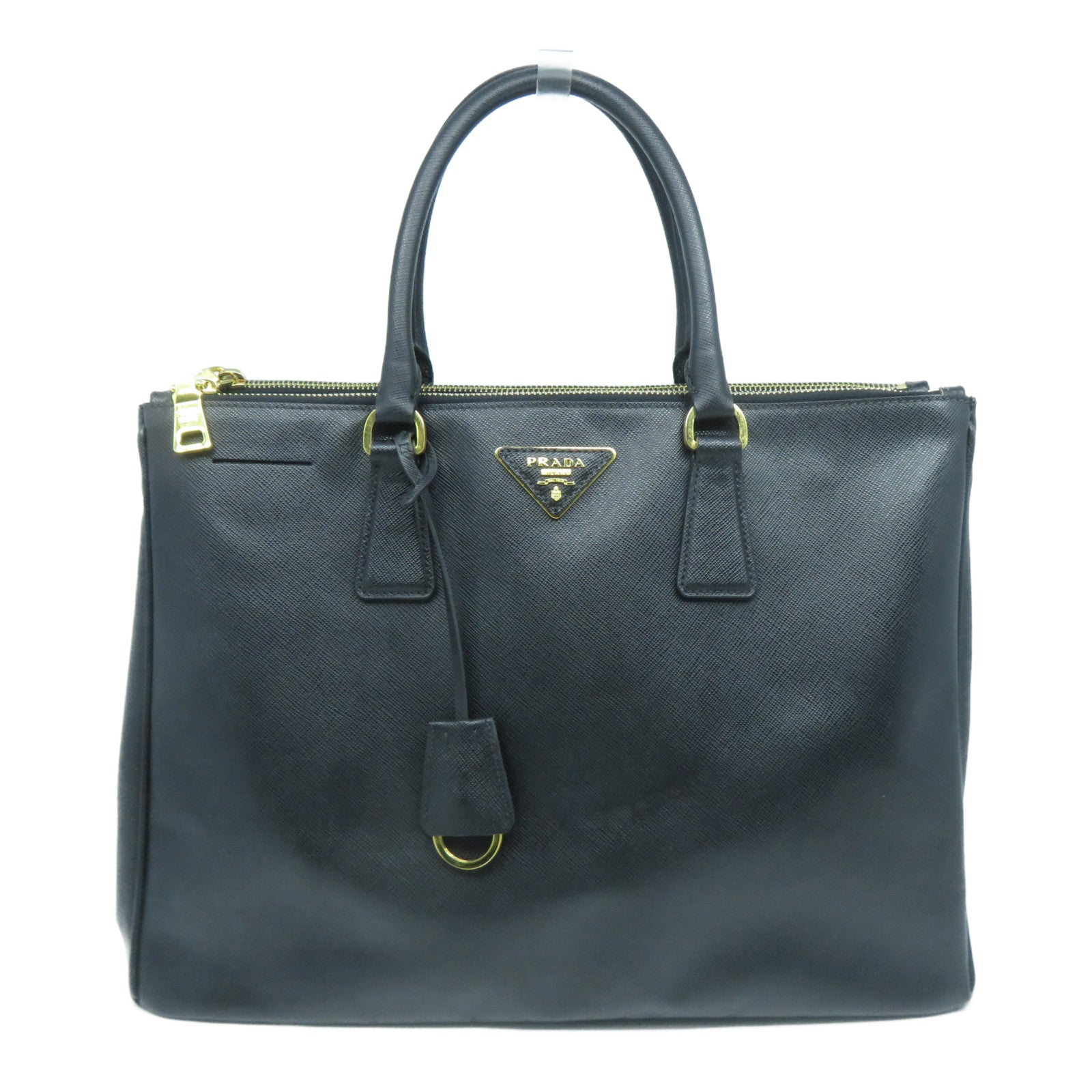 PRADA Saffiano皮革Handbag金扣手挽袋黑色