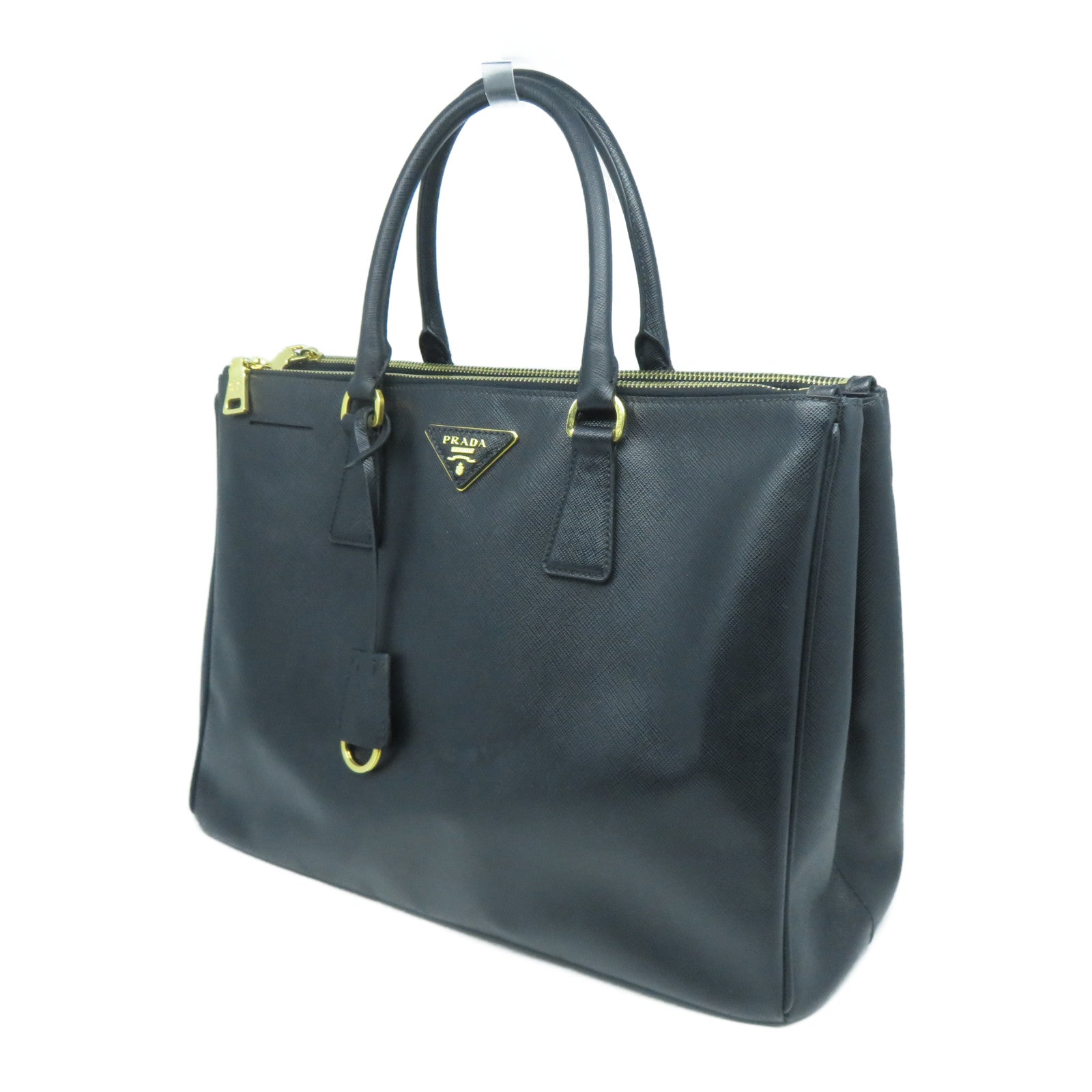 PRADA Saffiano皮革Handbag金扣手挽袋黑色