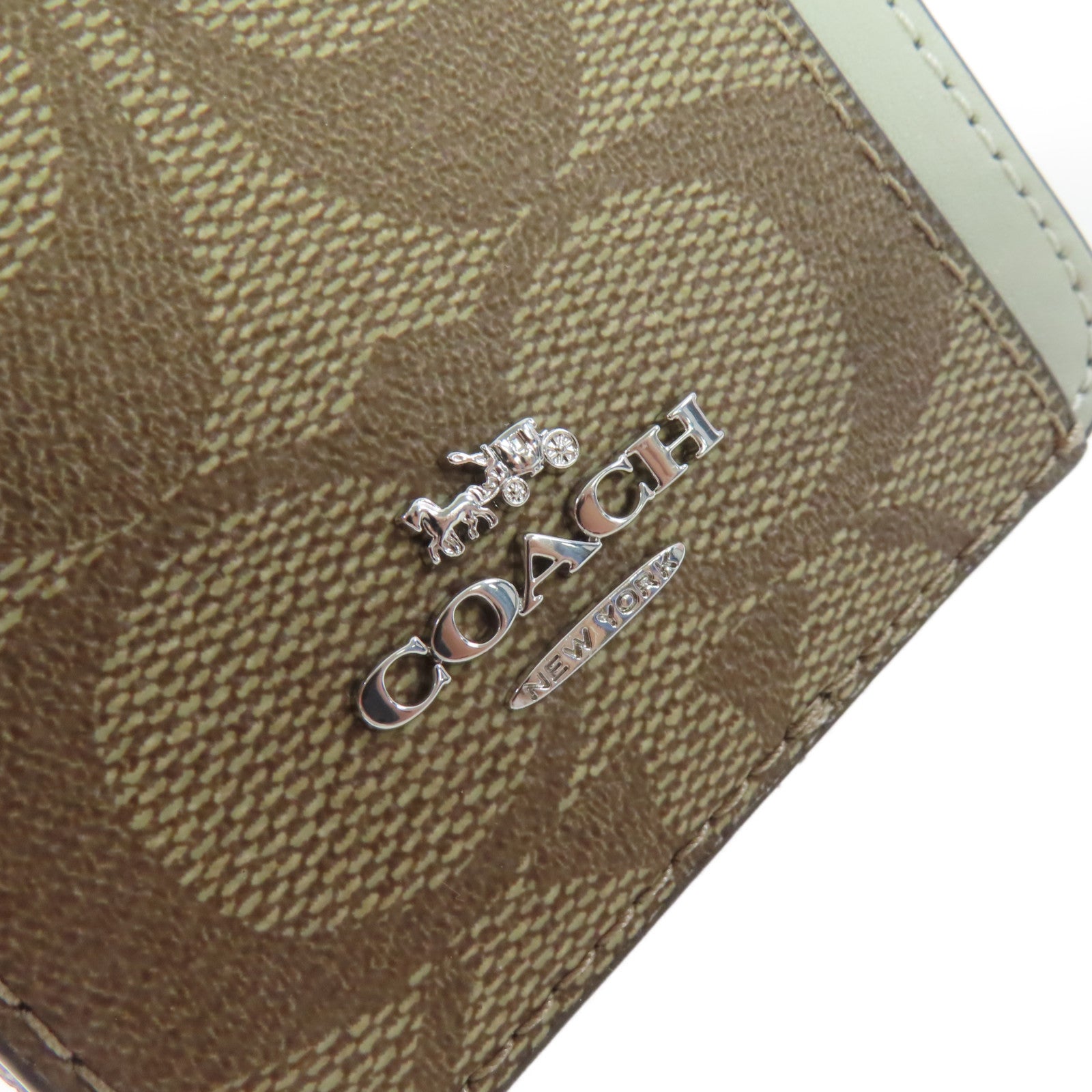 COACH 塗層帆布Card Case卡片套啡色/米白色