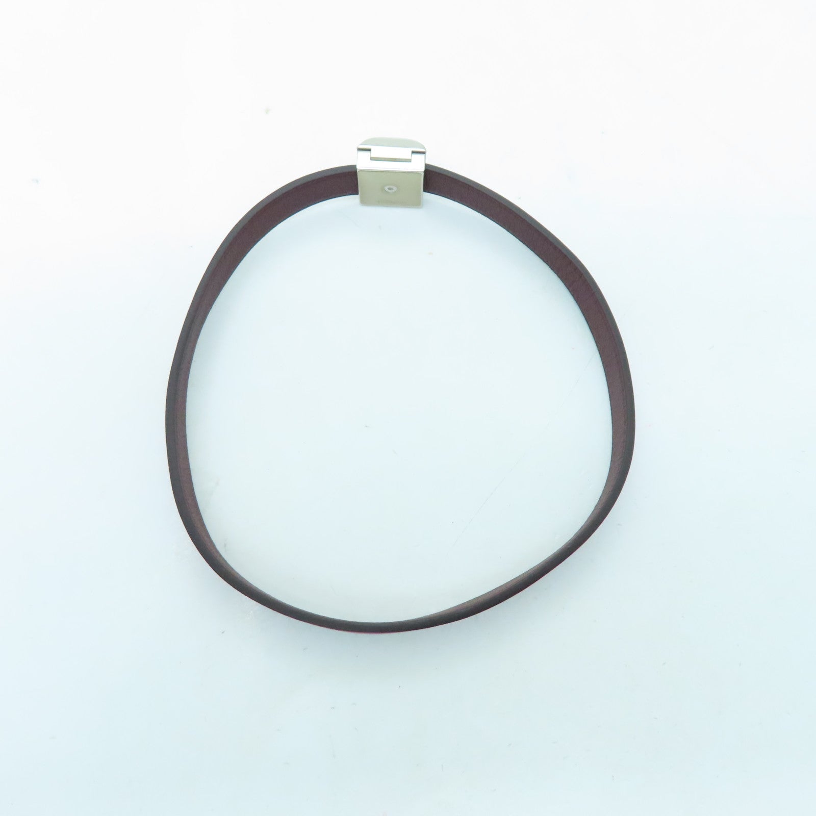 HERMES Veau Swift皮革Bracelet银扣手环木兰粉色