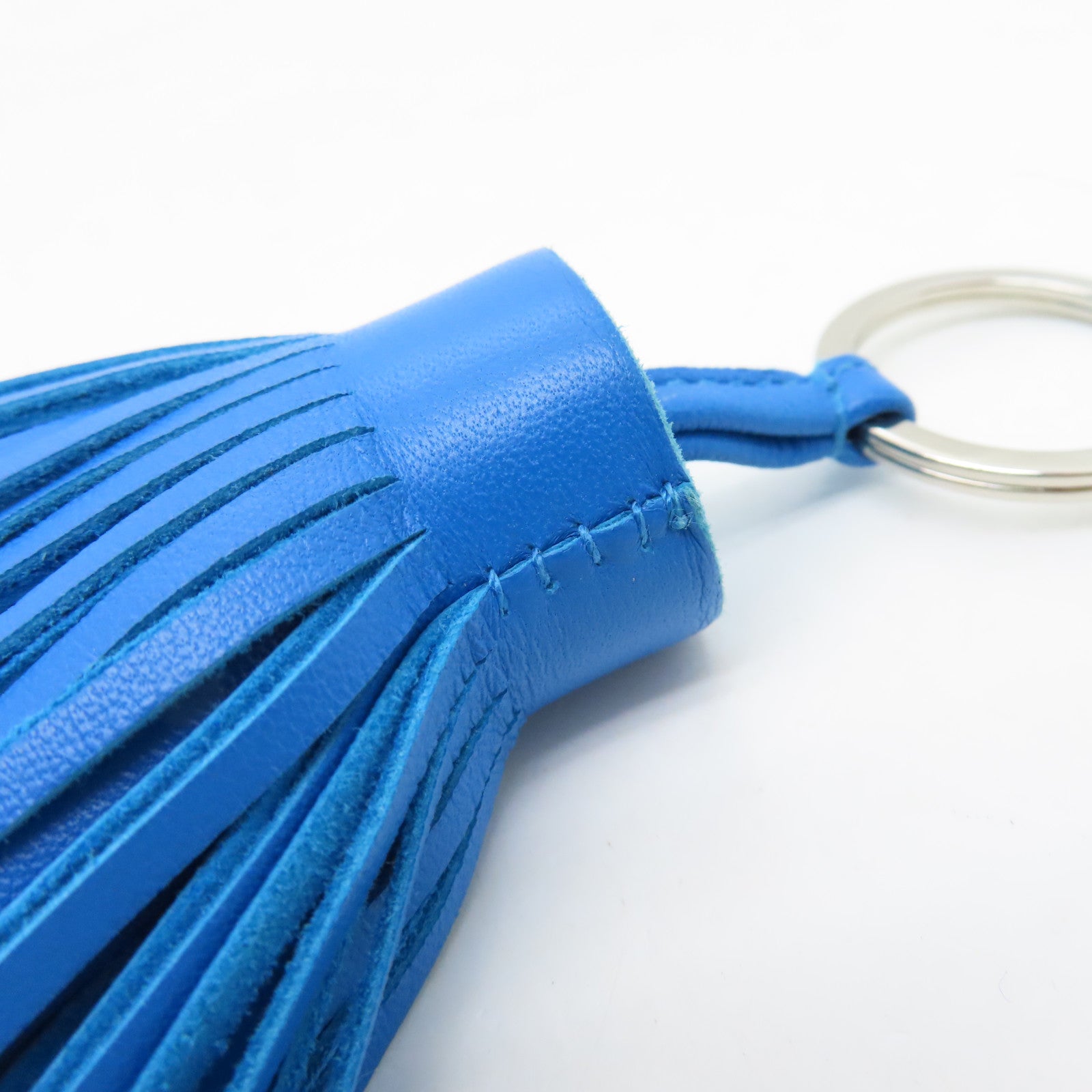 HERMES Veau Swift Leather Carmen Silver Buckle Charm Blue