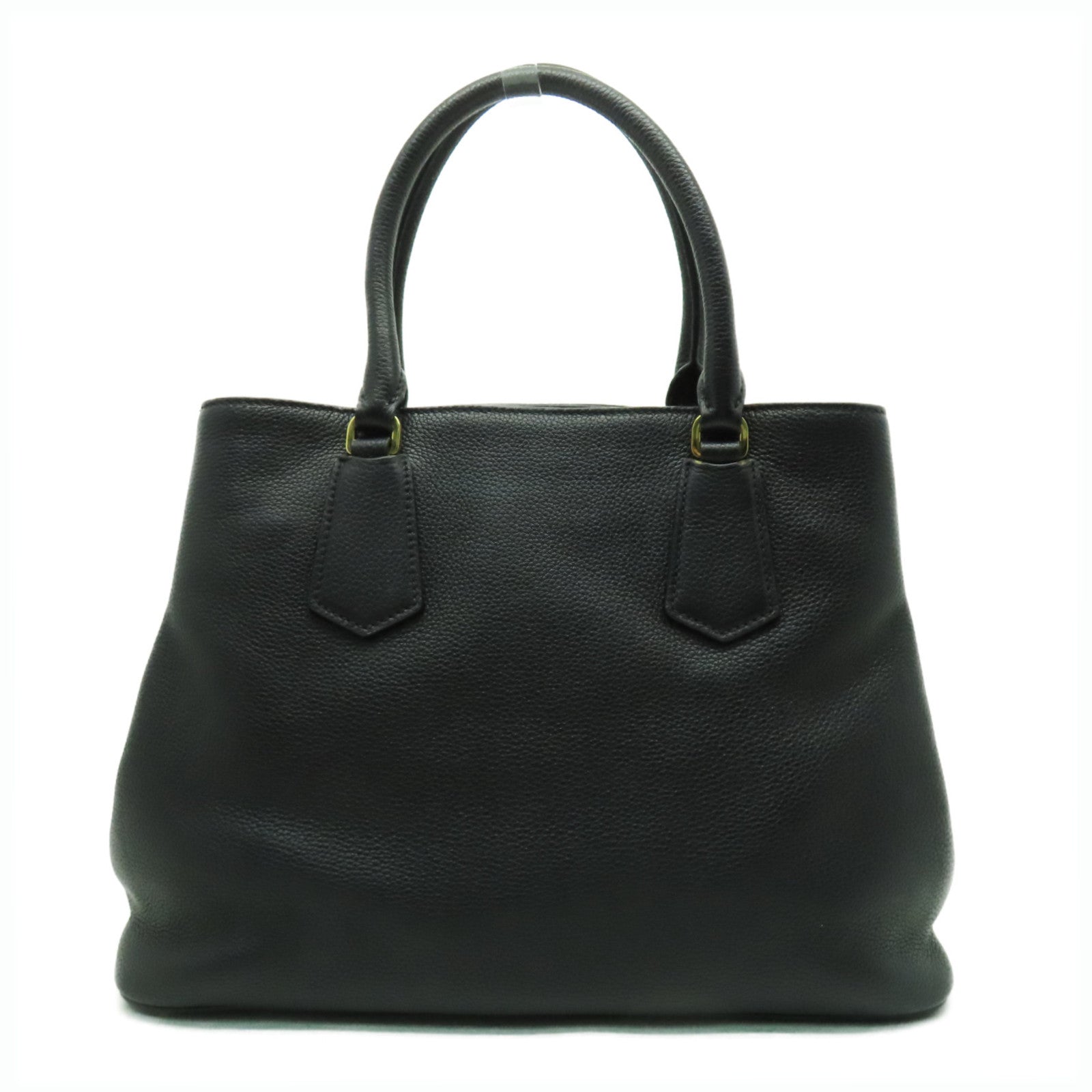 PRADA 牛皮皮革2 Way Tote Bag金扣手挽肩背兩用袋黑色