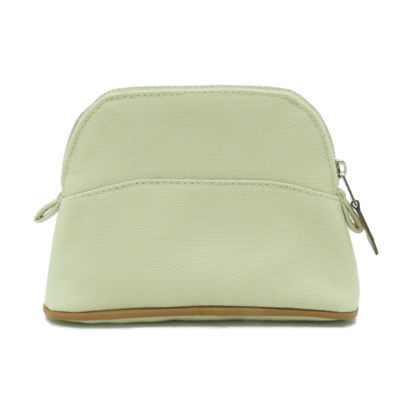 HERMES 帆布Bolide Pouch銀扣手拿包米色