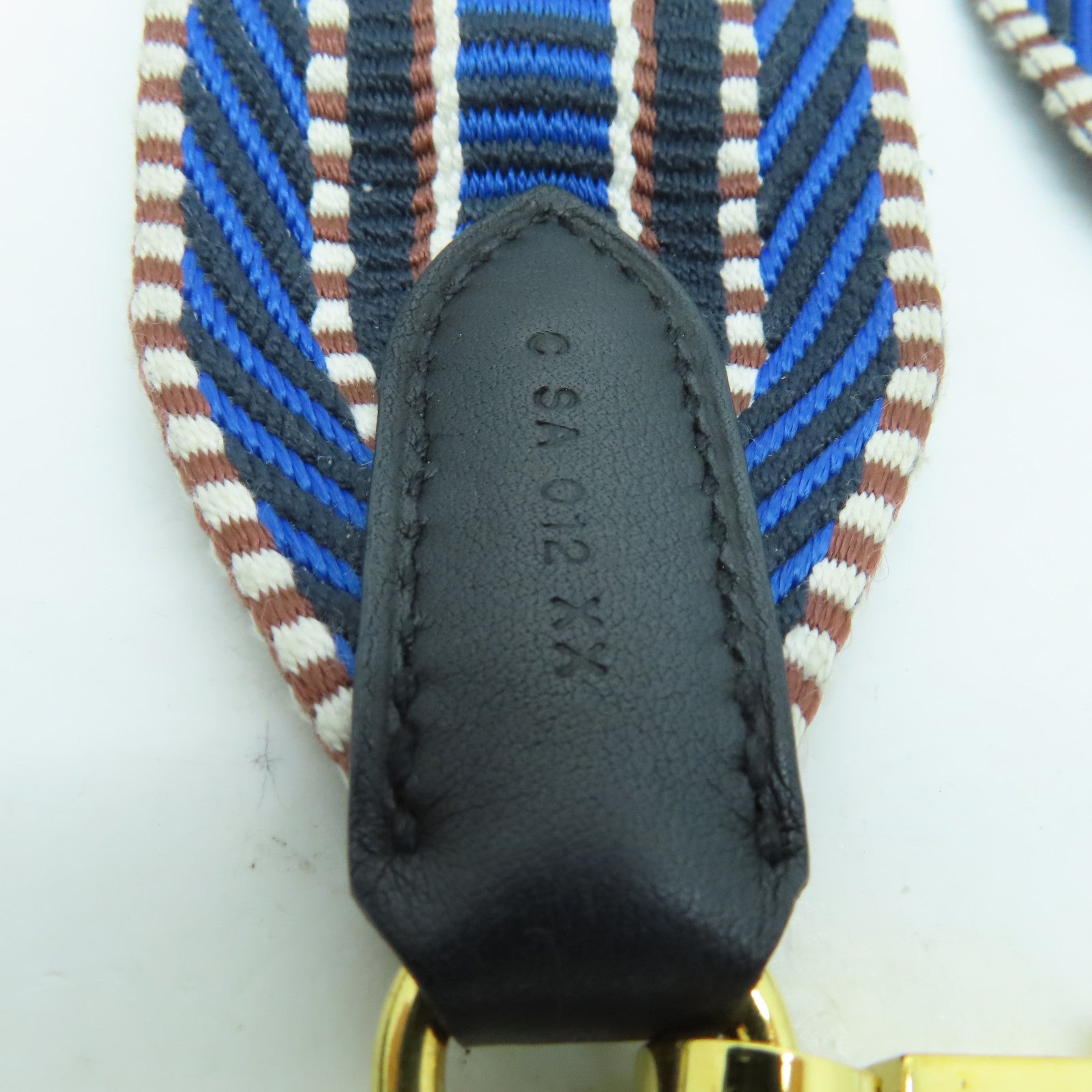 HERMES 帆布Strap金扣肩帶藍色/啡色