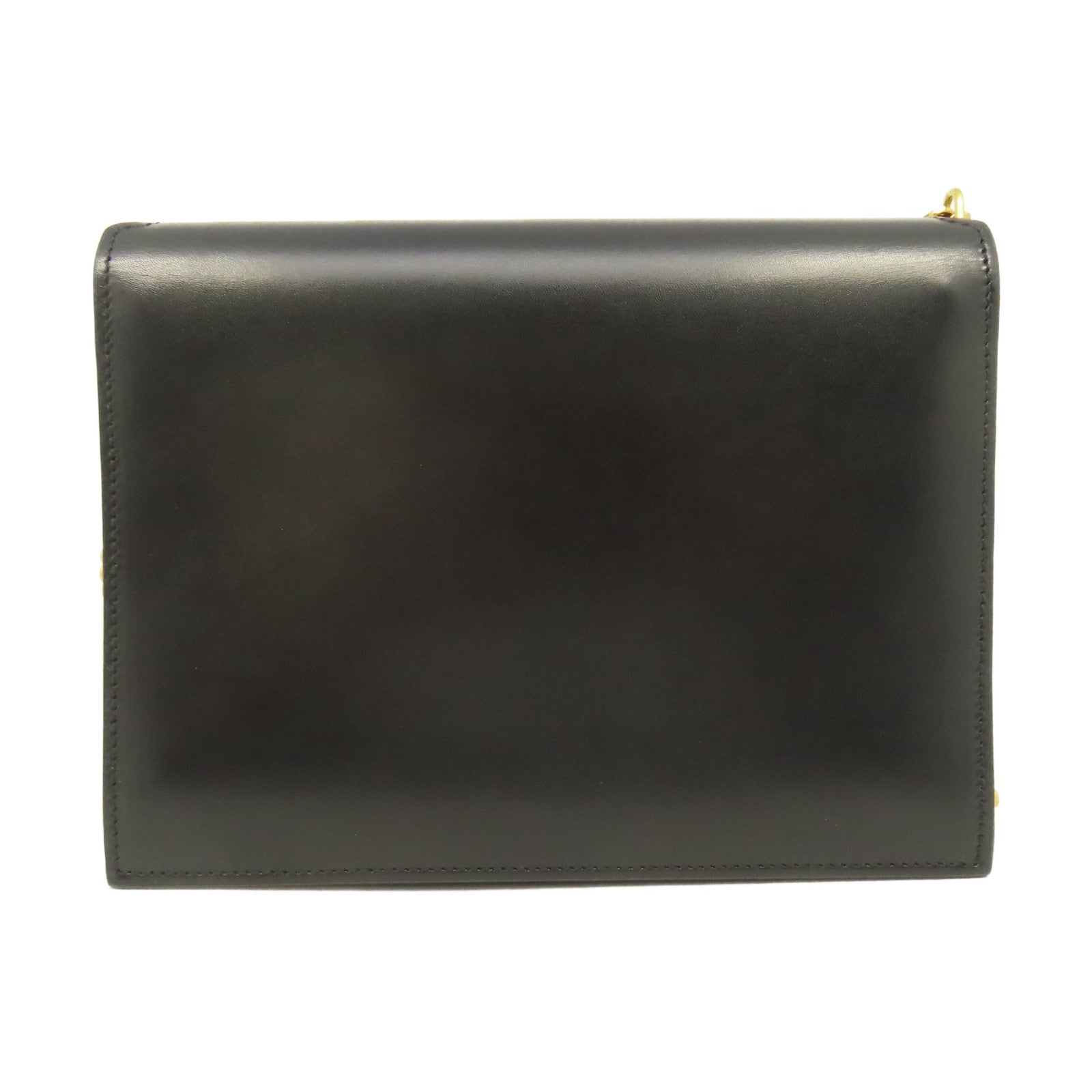 YVES SAINT LAURENT 牛皮皮革Chain Shoulder金扣鏈帶肩背袋黑色