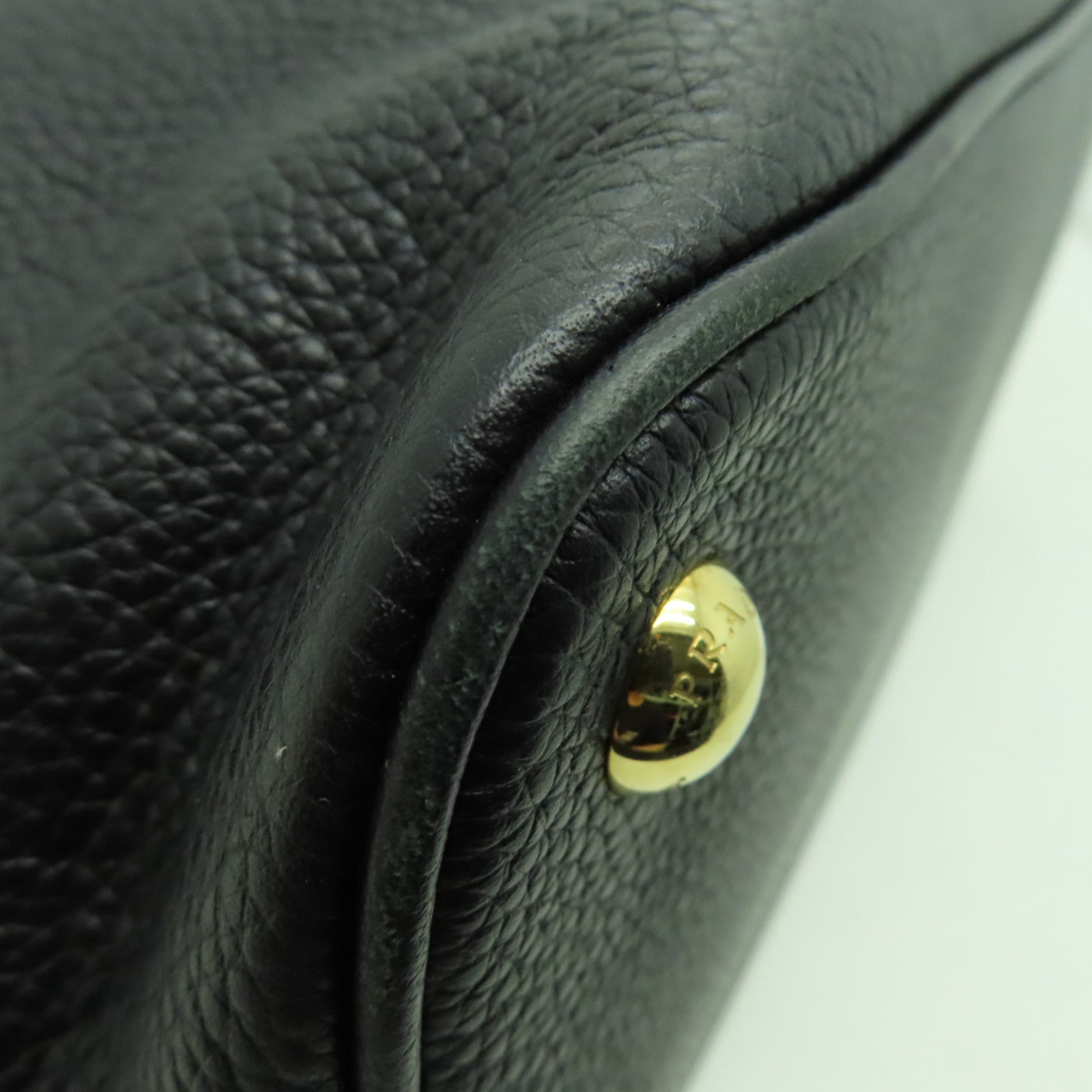 PRADA 牛皮皮革2 Way Tote Bag金扣手挽肩背兩用袋黑色