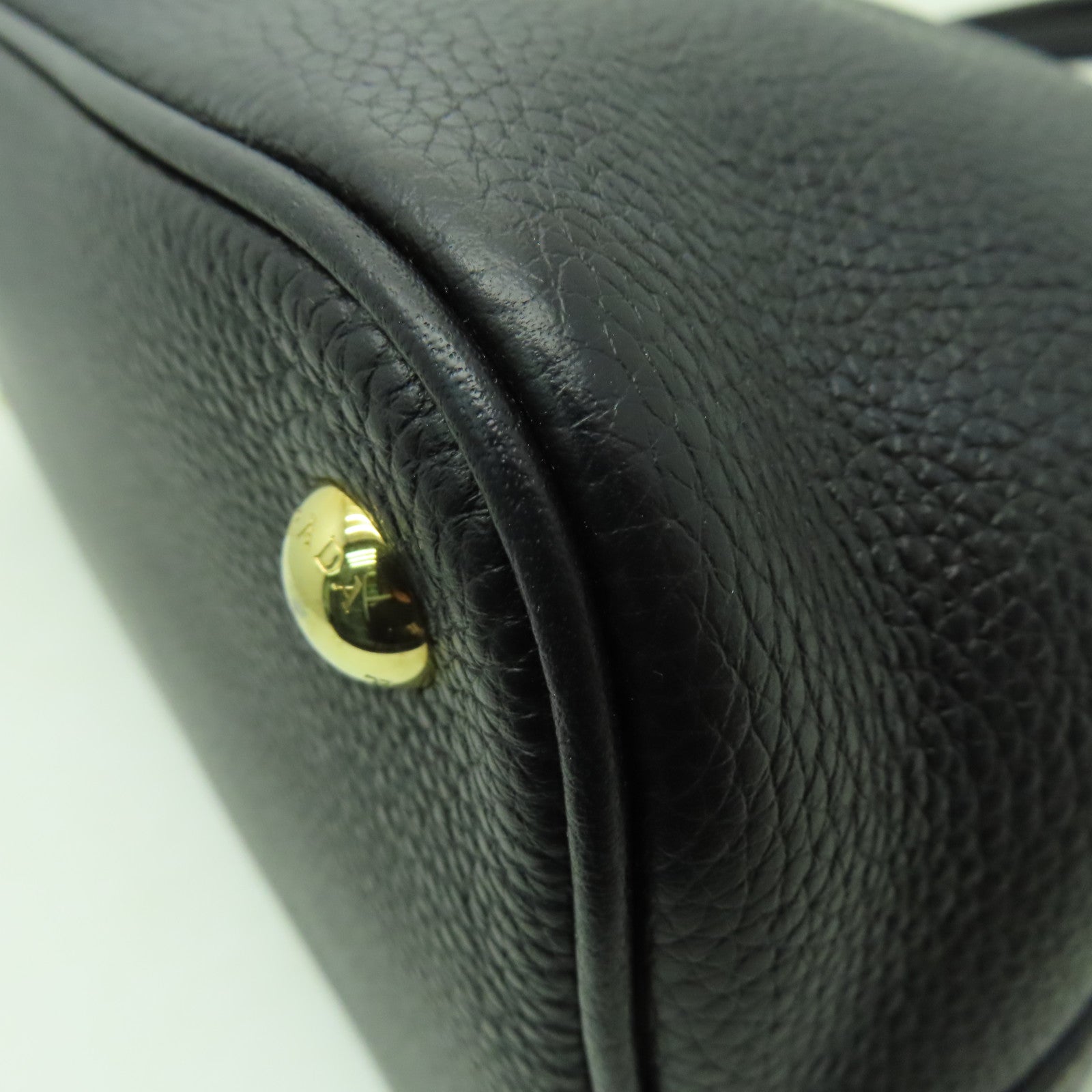 PRADA 牛皮皮革2 Way Tote Bag金扣手挽肩背兩用袋黑色