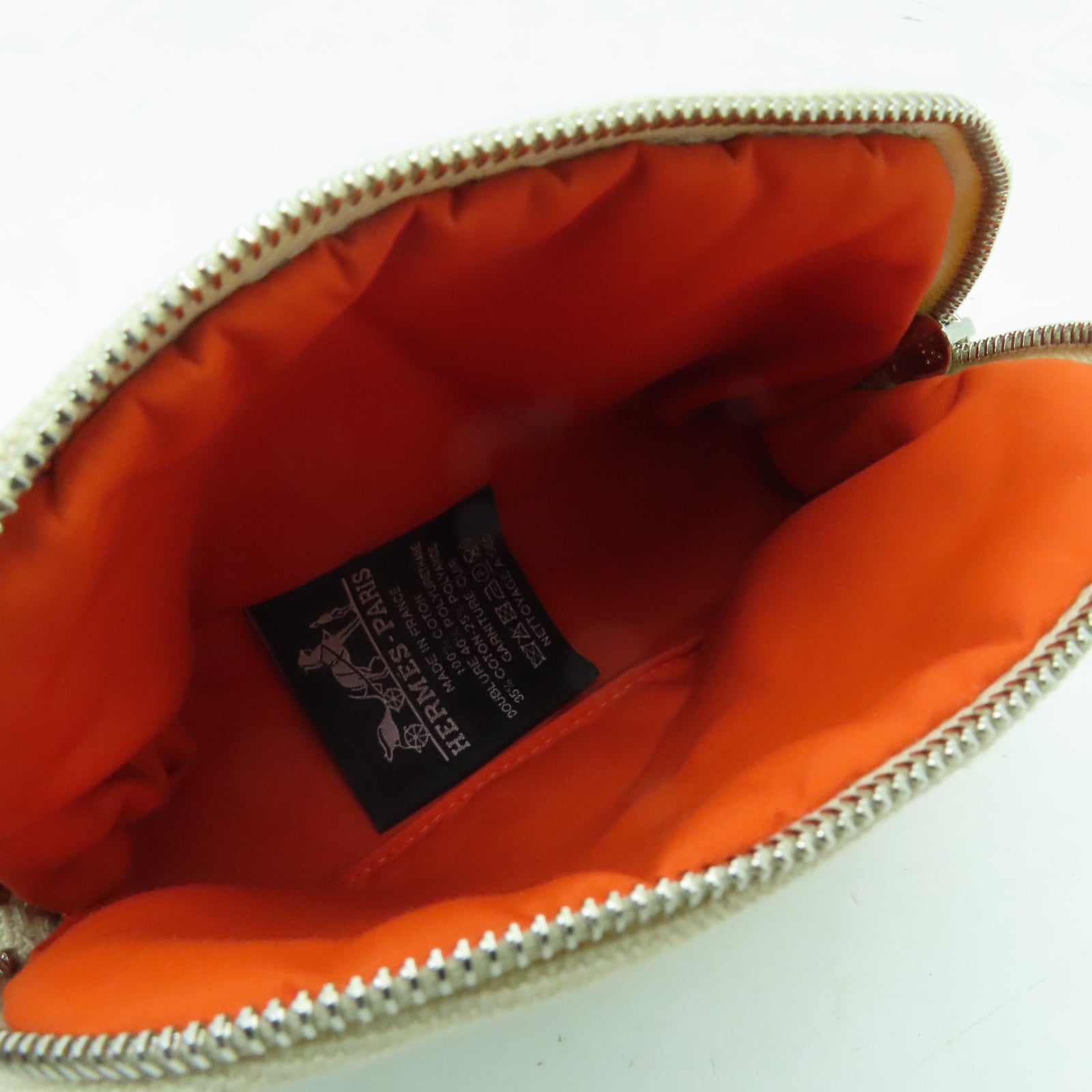 HERMES 帆布Bolide Pouch銀扣手拿包米色