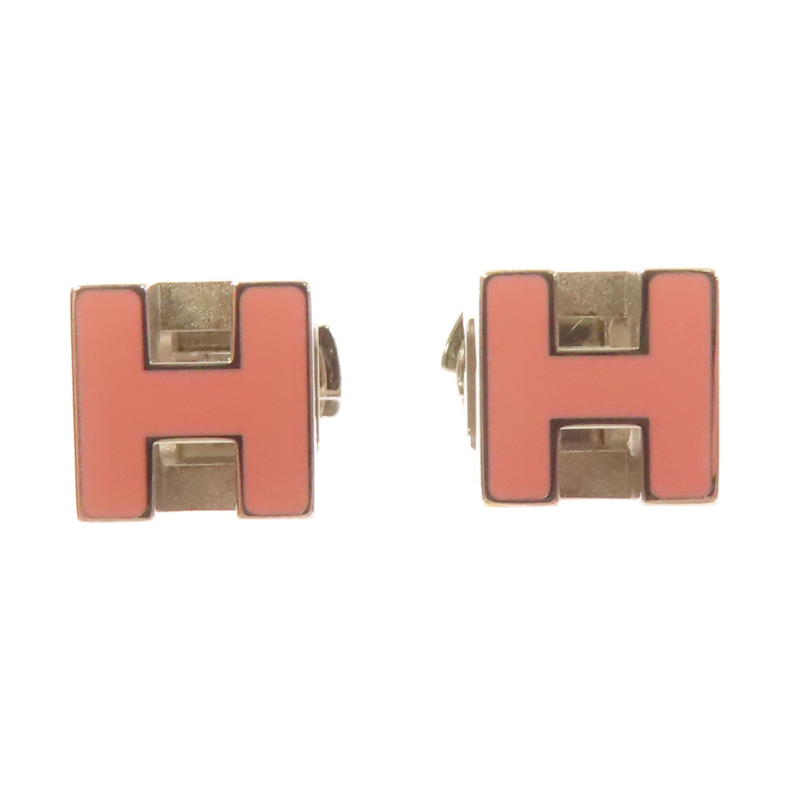 HERMES 金屬Cage d’H Earrings耳環粉紅色/銀色