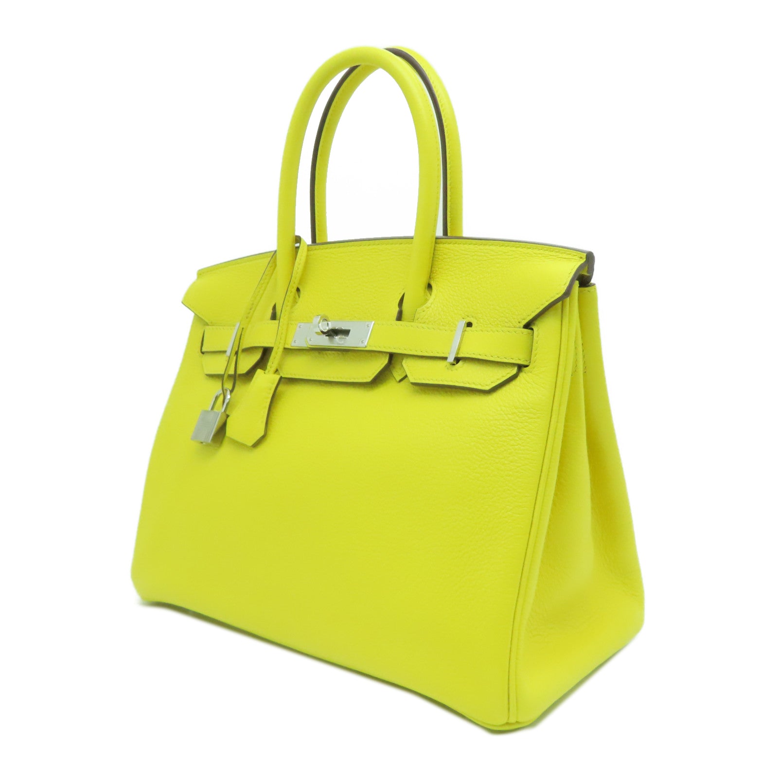 HERMES 【激减优惠】Novillo皮革Birkin 30银扣手挽袋Jaune de Naples黄色