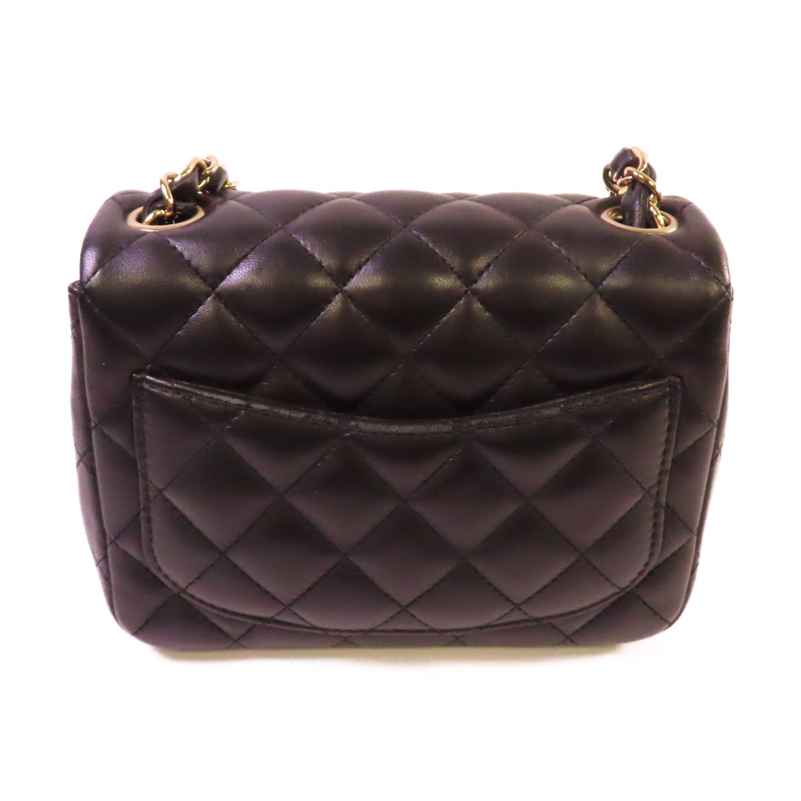 CHANEL 菱格羊皮皮革Chain Shoulder Bag銀扣鏈帶肩背袋黑色